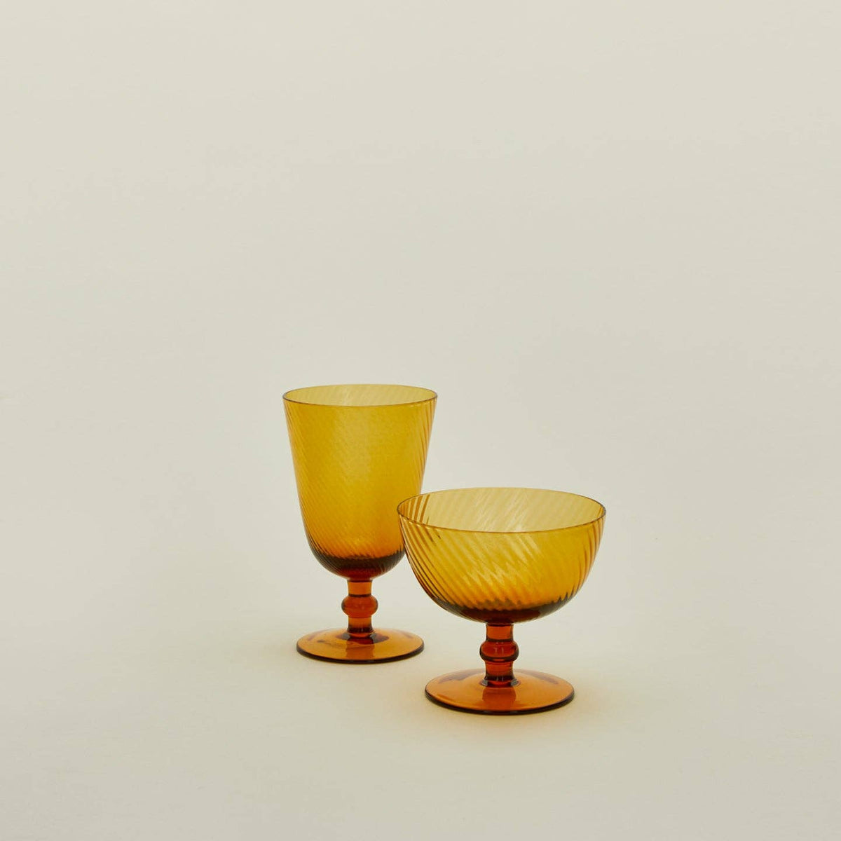 Hawkins New York SHOP Amber Optic Glass Goblets, Set of 4
