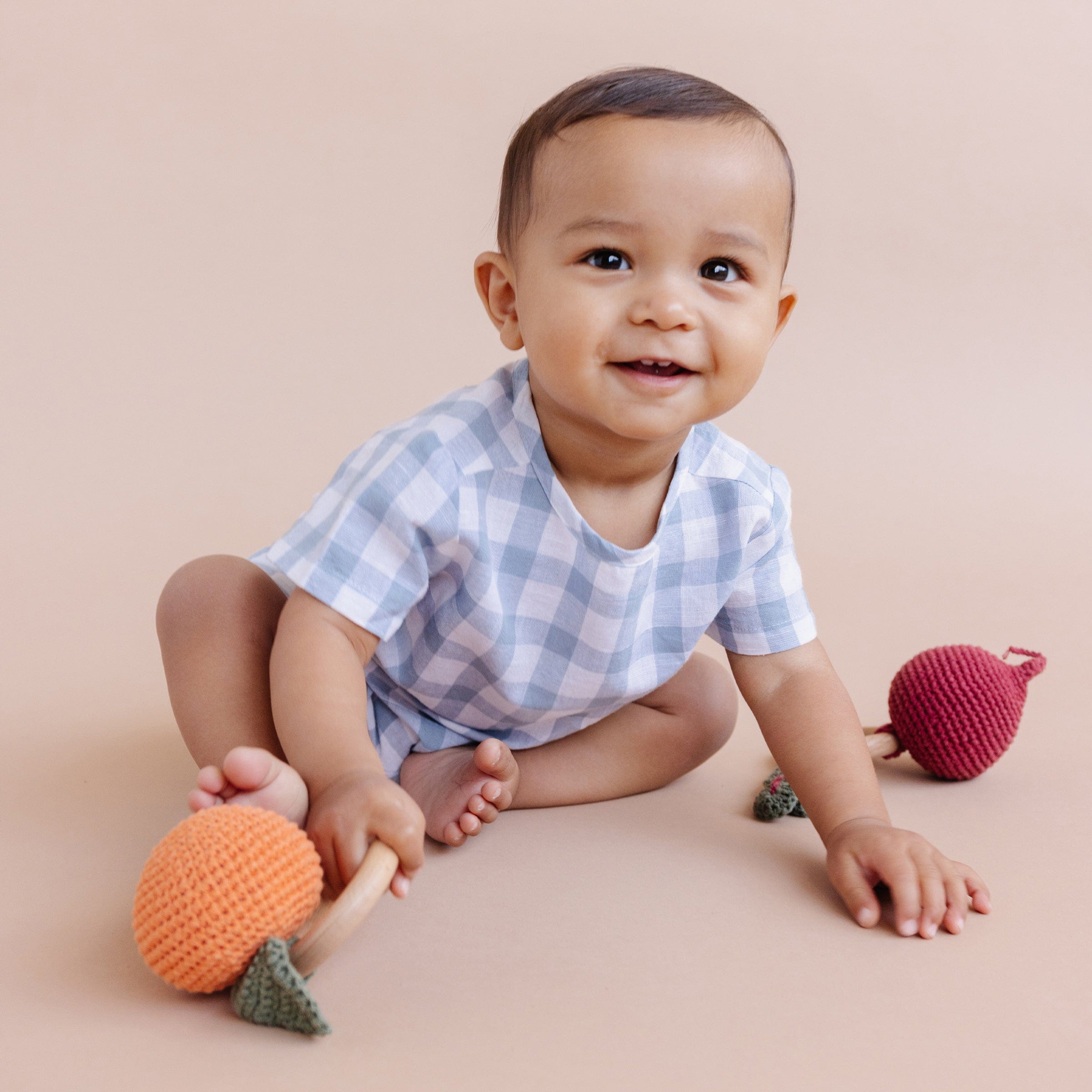 The Blueberry Hill Baby Toys Beet Crocheted Teether Rattle