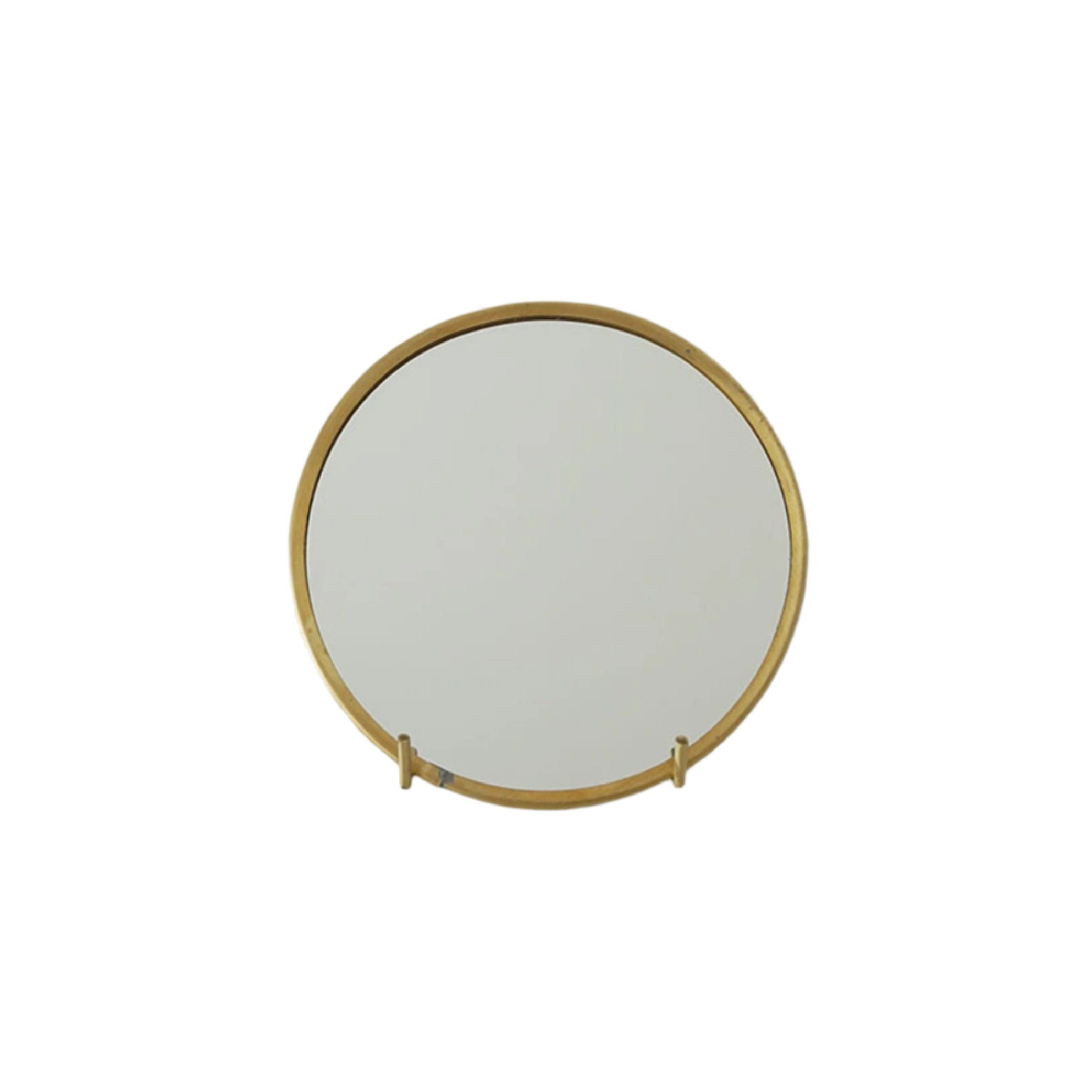 Fog Linen Work Decor Round Brass Framed Mirror