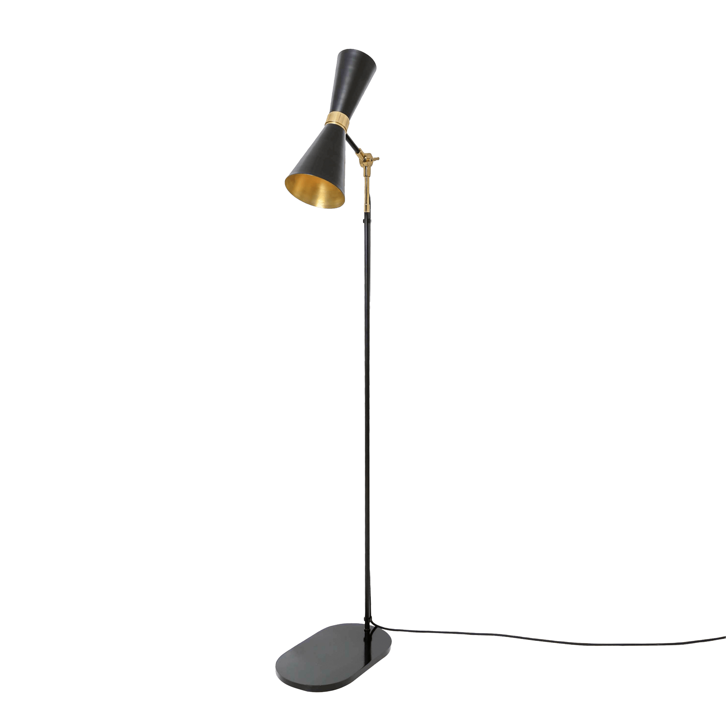 Mullan Lighting Lighting Powder Coated Matte Black & Polished Brass Cairo Mid-Century Floor Lamp
