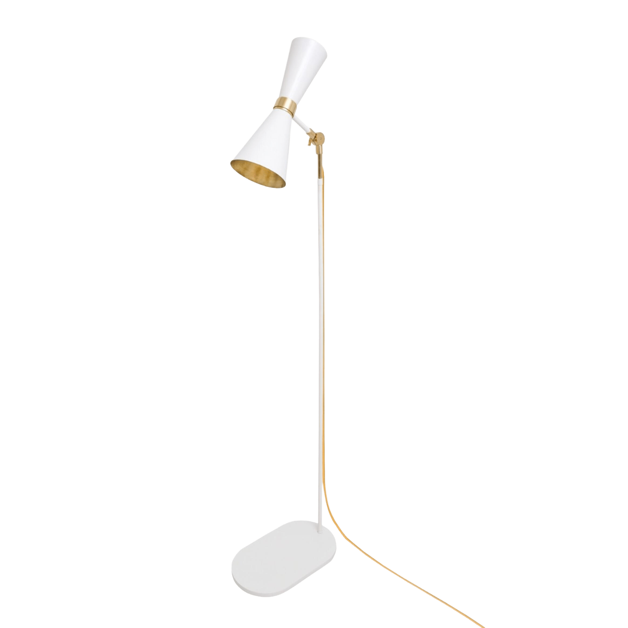 Mullan Lighting Lighting Powder Coated White & Polished Brass Cairo Mid-Century Floor Lamp