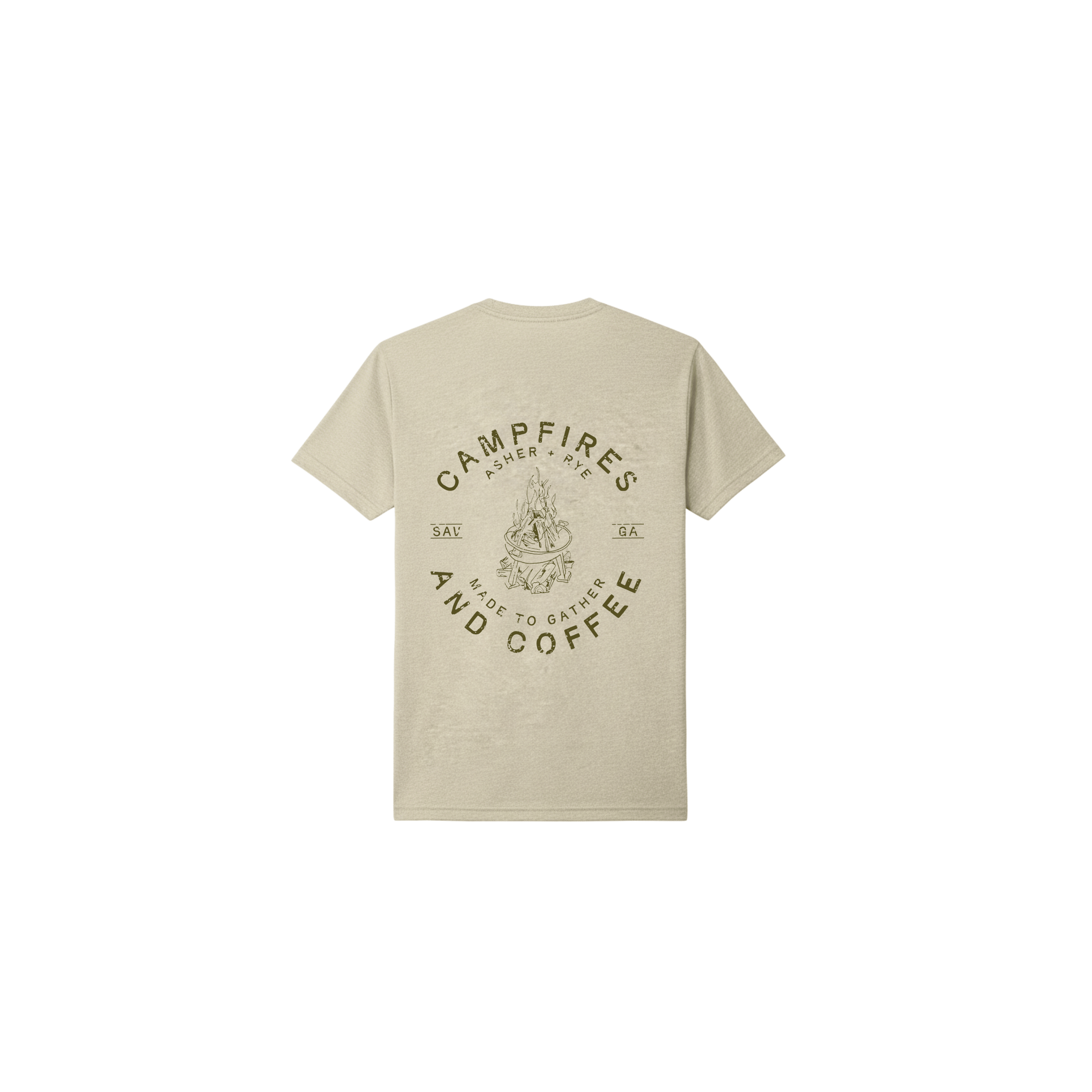 Warehouse Uniform & Embroidery SHOP Cream / Small Campfires + Coffee Tee