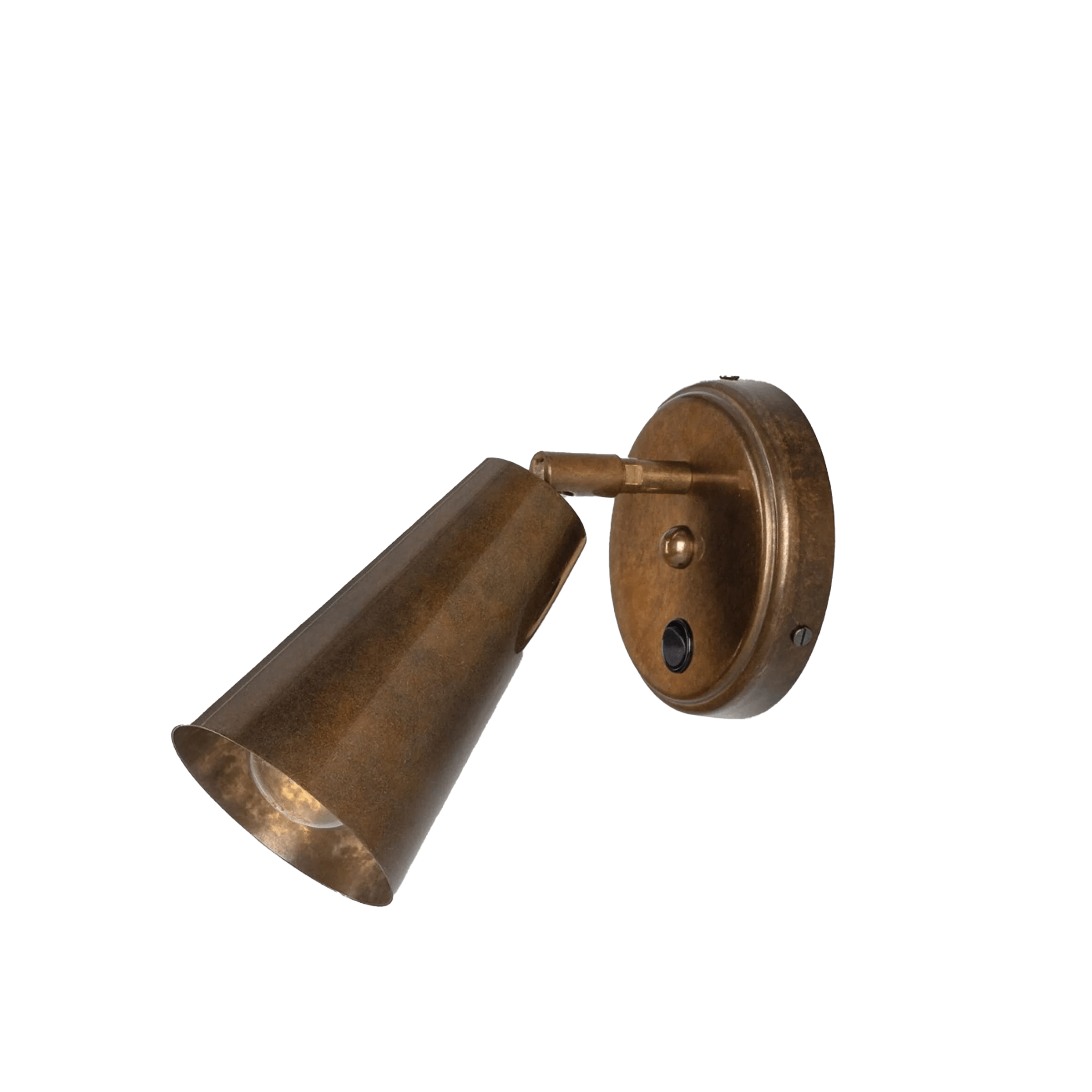 Mullan Lighting Lighting Antique Brass Cashel Brass Cone Wall Light with Switch