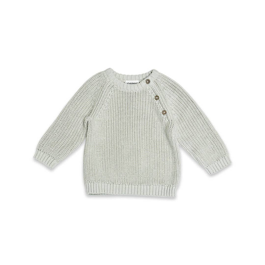 Viverano Organics Classic Chunky Knit Baby Pullover Sweater (Organic Cotton): 12-18 / Stone
