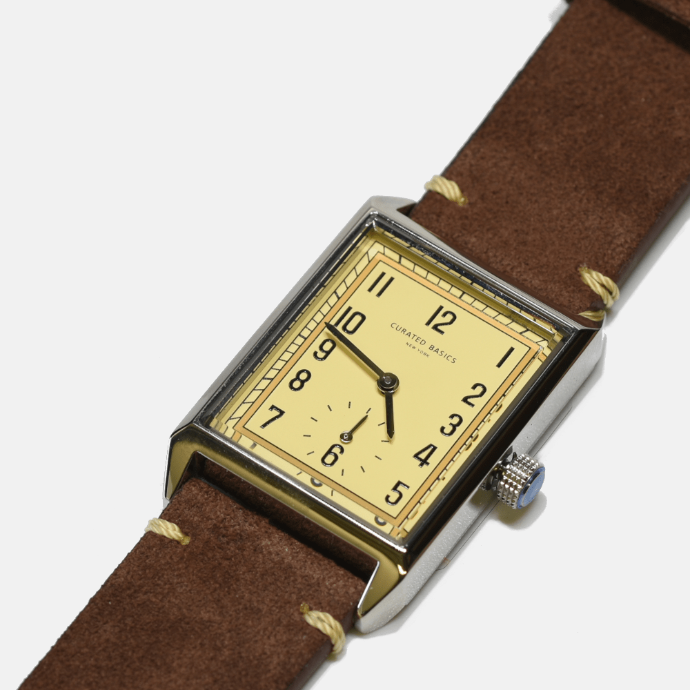 Curated Basics Dark Brown Suede Curated Basics - Classic Rectangular Watch
