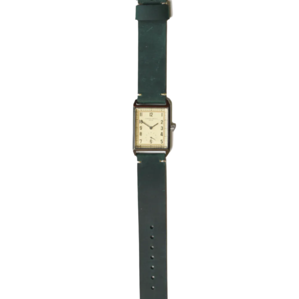 Curated Basics Curated Basics - Classic Rectangular Watch: Green Leather