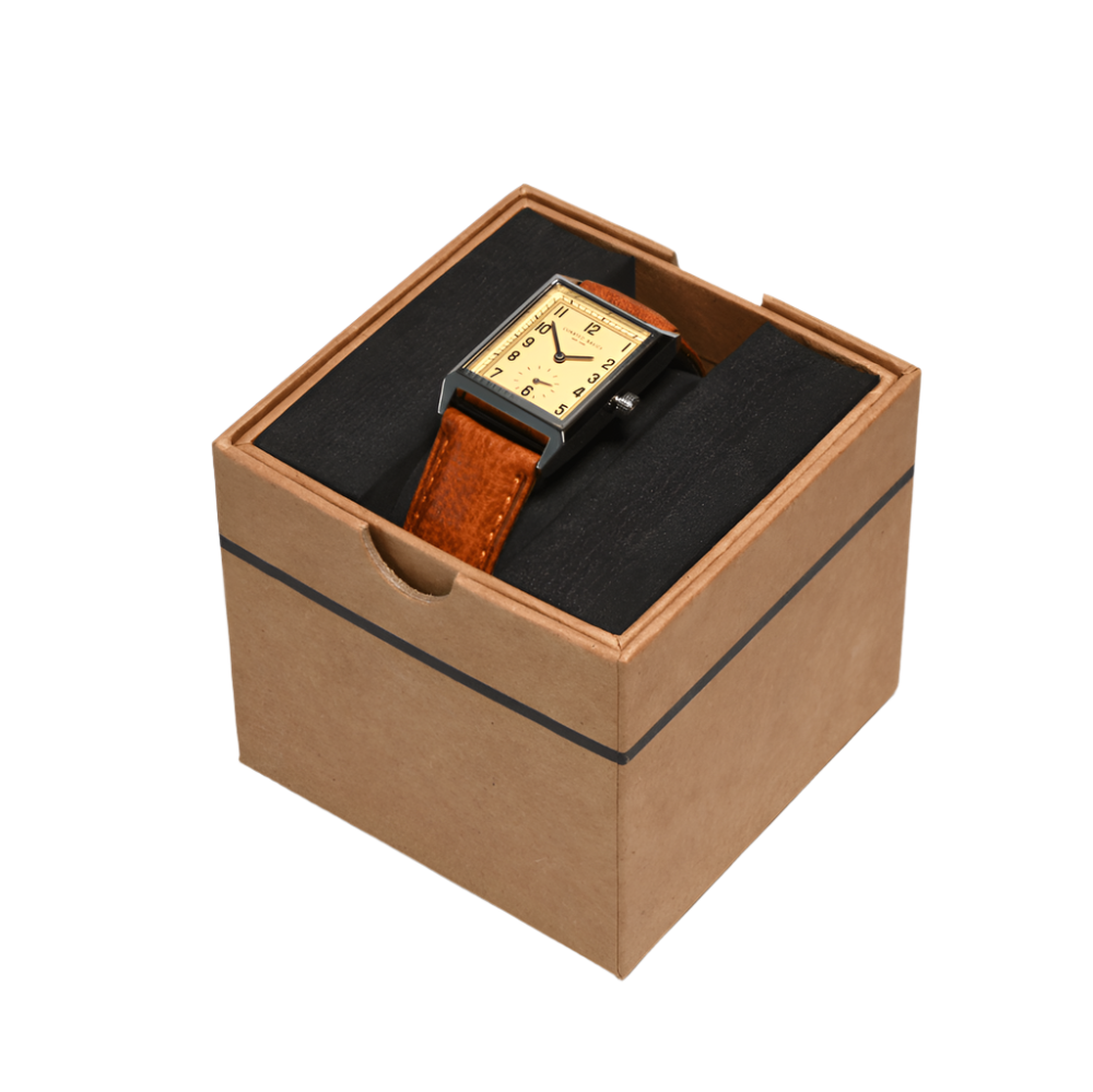 Curated Basics Curated Basics - Classic Rectangular Watch: Green Leather