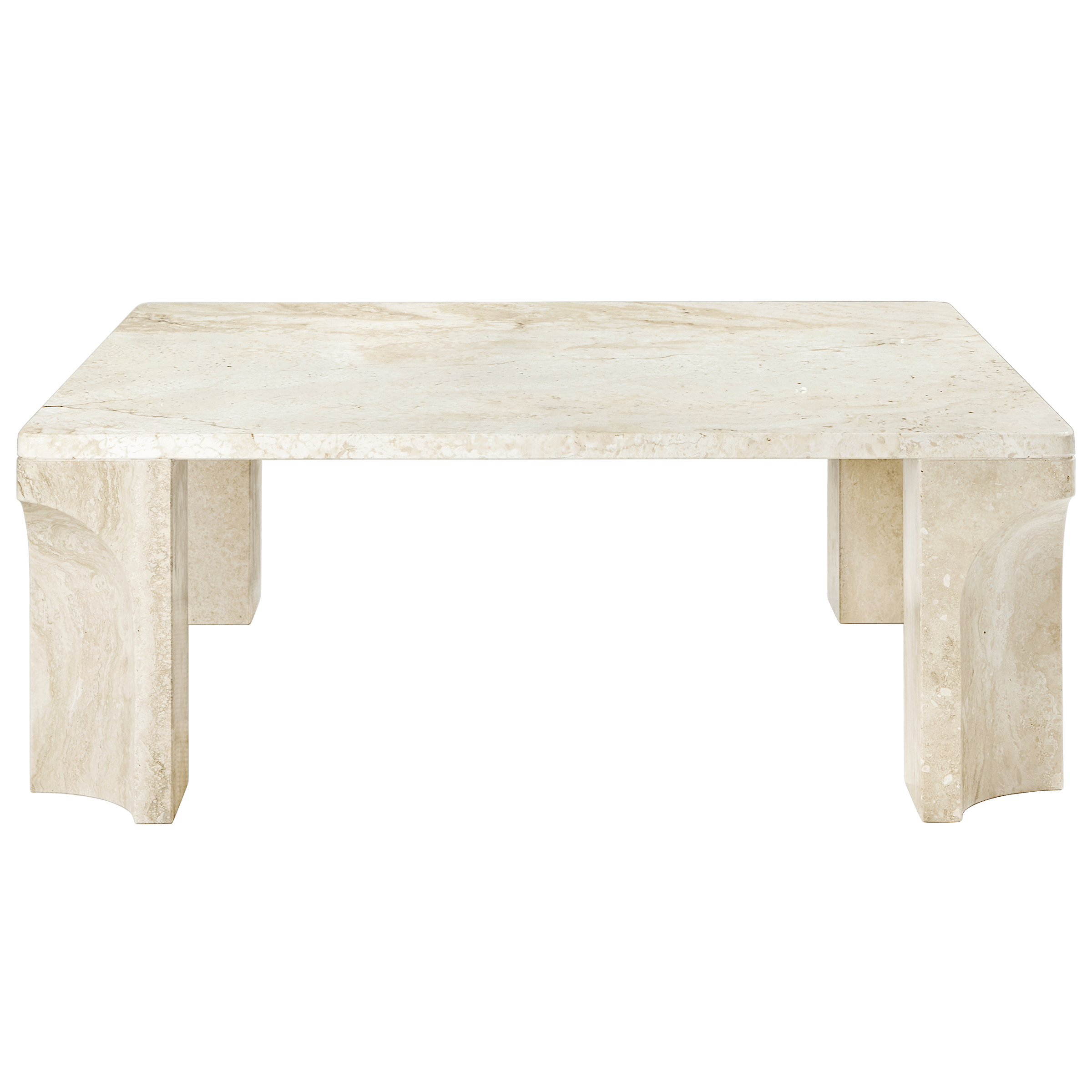 Gubi Furniture Neutral White Travertine / Square Doric Coffee Table