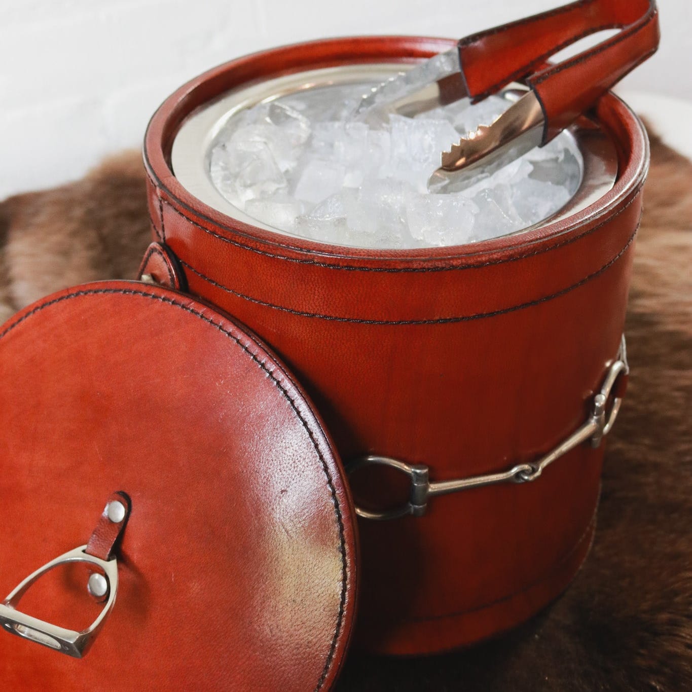 Vagabond House SHOP Equestrian Leather Ice Bucket