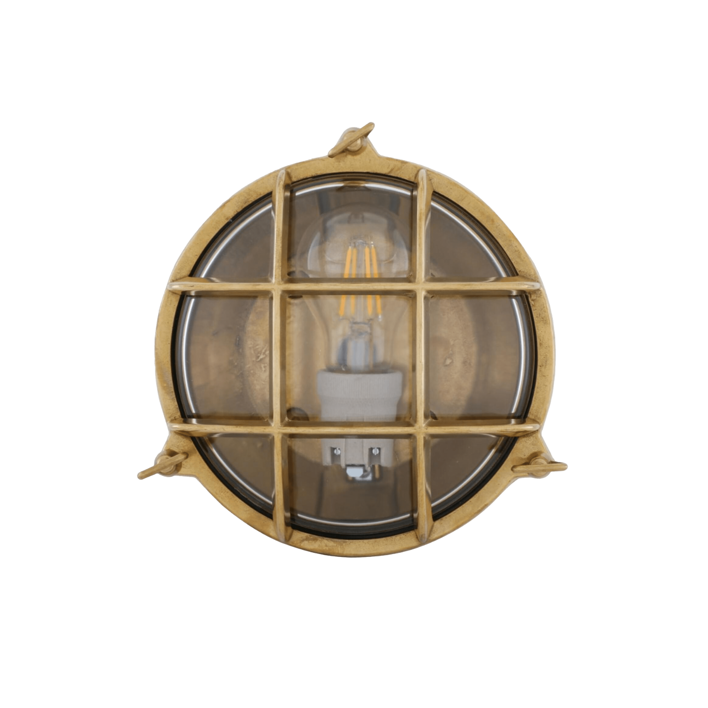 Mullan Lighting Lighting Raw Brass / Clear Evander Marine Outdoor Round Bulkhead Wall Sconce