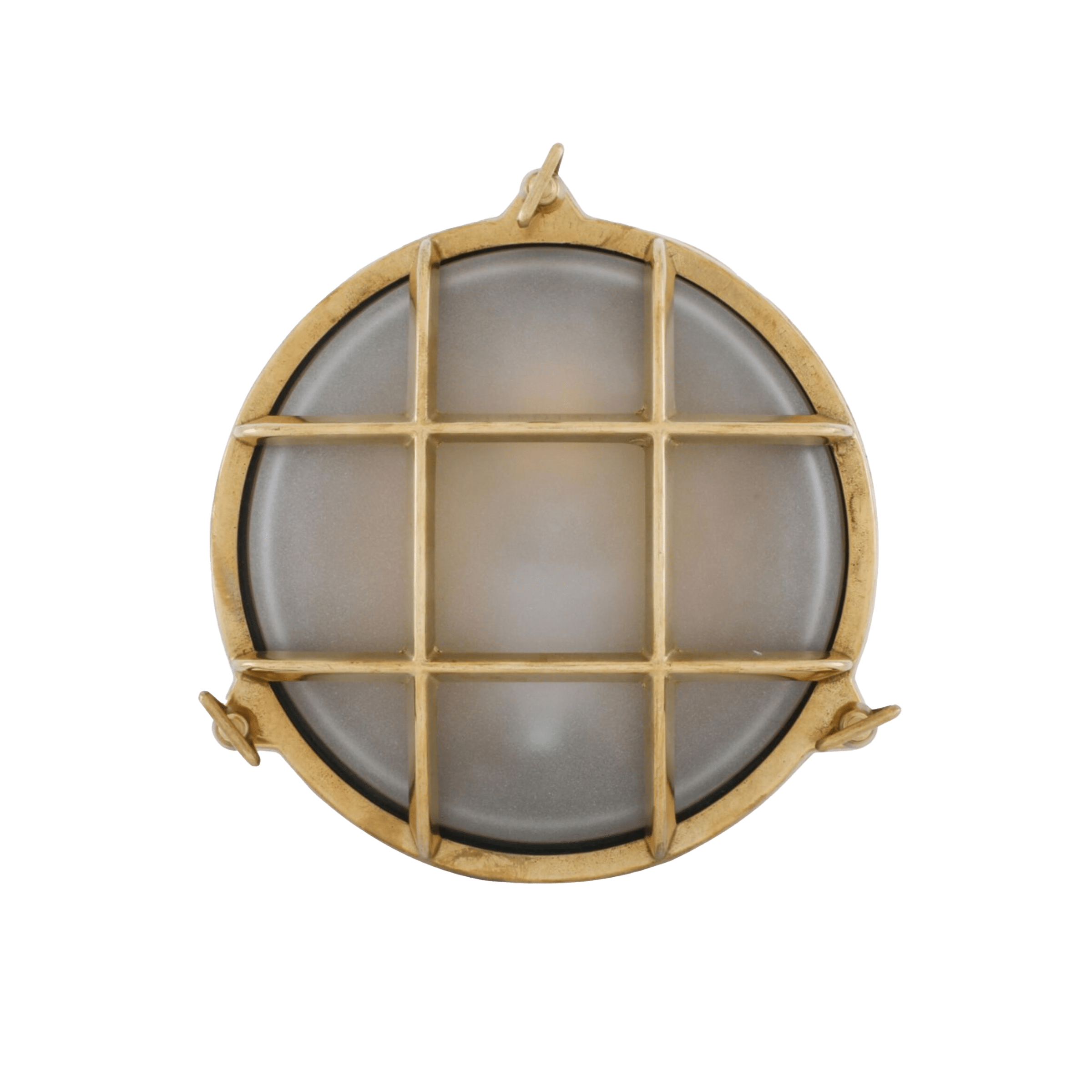 Mullan Lighting Lighting Raw Brass / Frosted Evander Marine Outdoor Round Bulkhead Wall Sconce