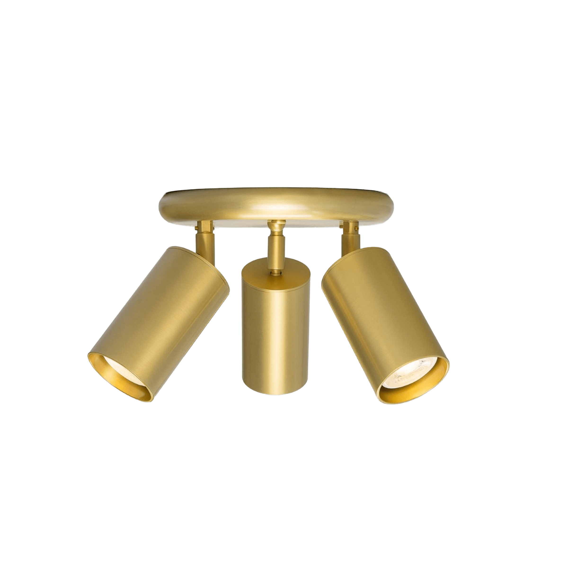 Mullan Lighting Lighting Satin Brass Evanston Three Light Directional Brass Ceiling Spotlight