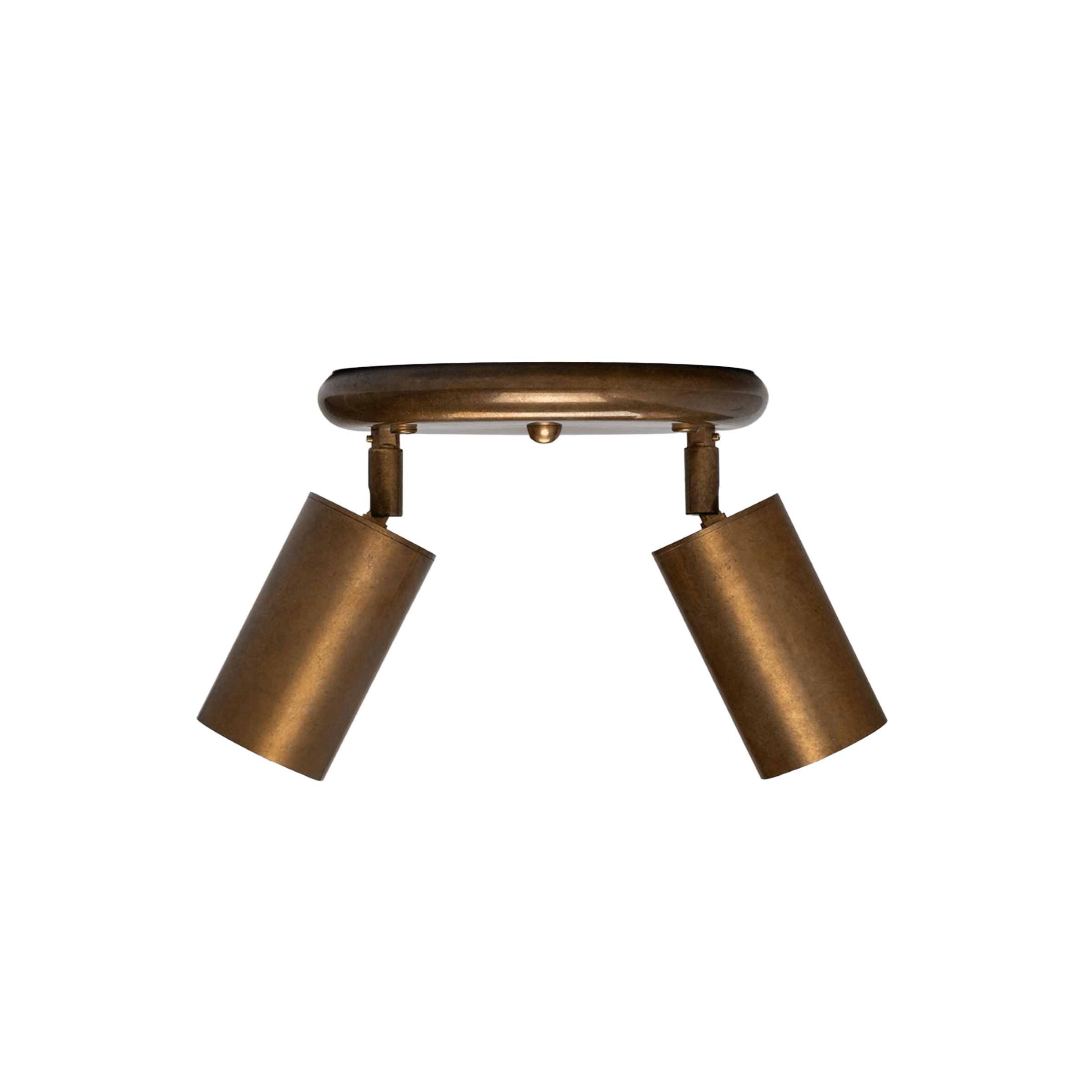 Mullan Lighting Lighting Antique Brass Evanston Two Light Directional Brass Ceiling Spotlight
