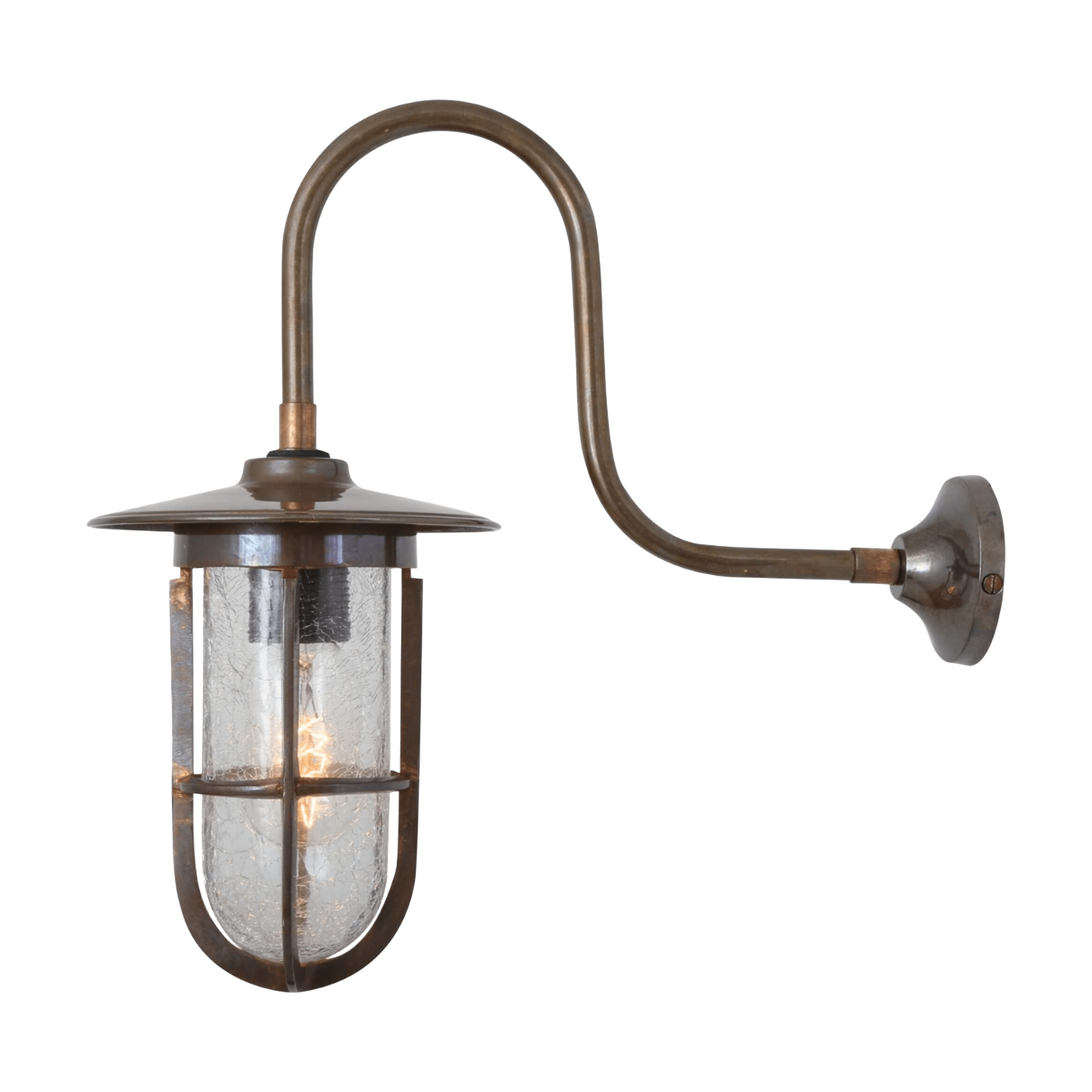 Mullan Lighting Lighting Antique Brass / Crackled Fabo Well Glass Wall Sconce