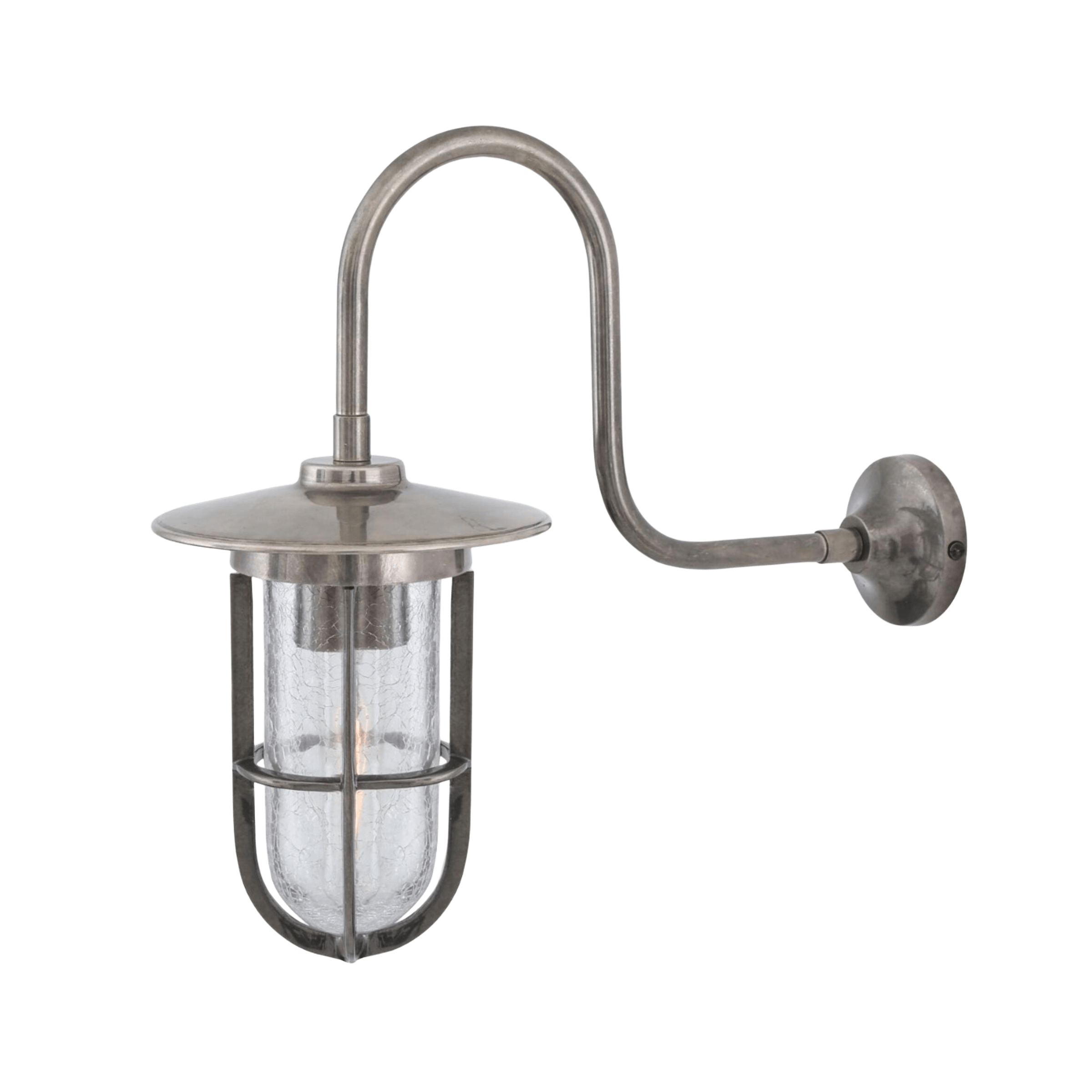 Mullan Lighting Lighting Antique Silver (Indoor Only) / Crackled Fabo Well Glass Wall Sconce