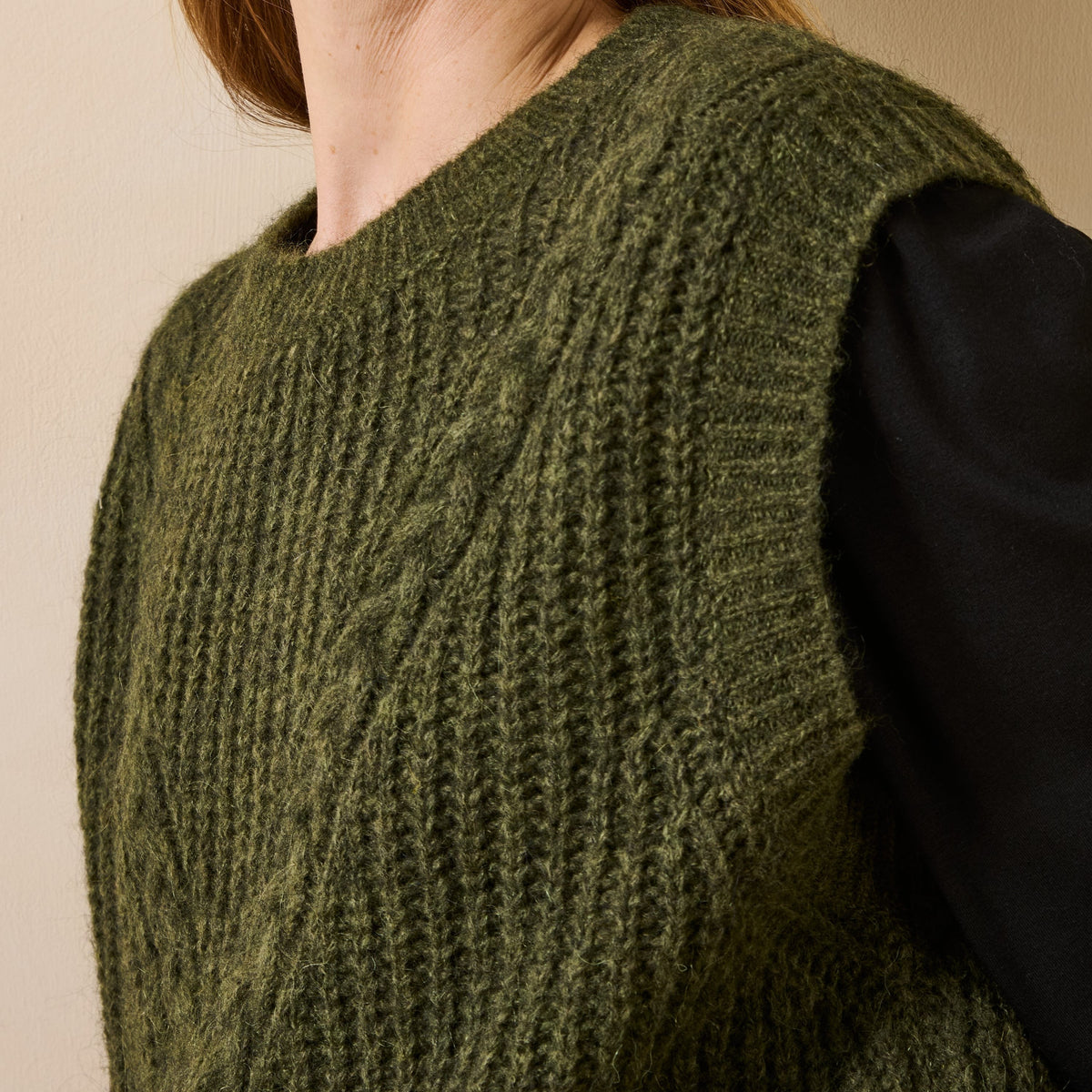 La Fée Maraboutée SHOP Gabina Sweater Vest, Khaki Green