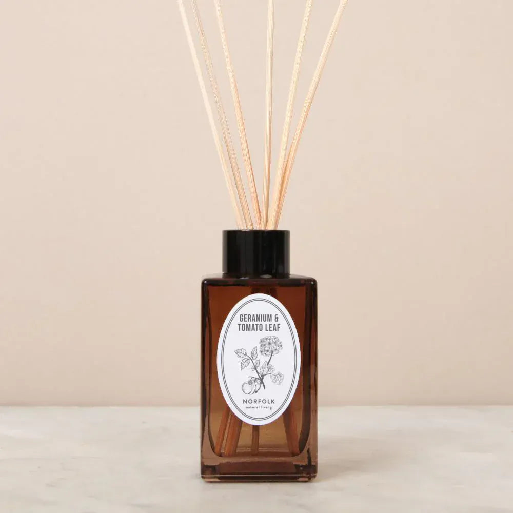 Norfolk Natural Living Home Fragrance Geranium & Tomato Leaf Diffuser Oil Set