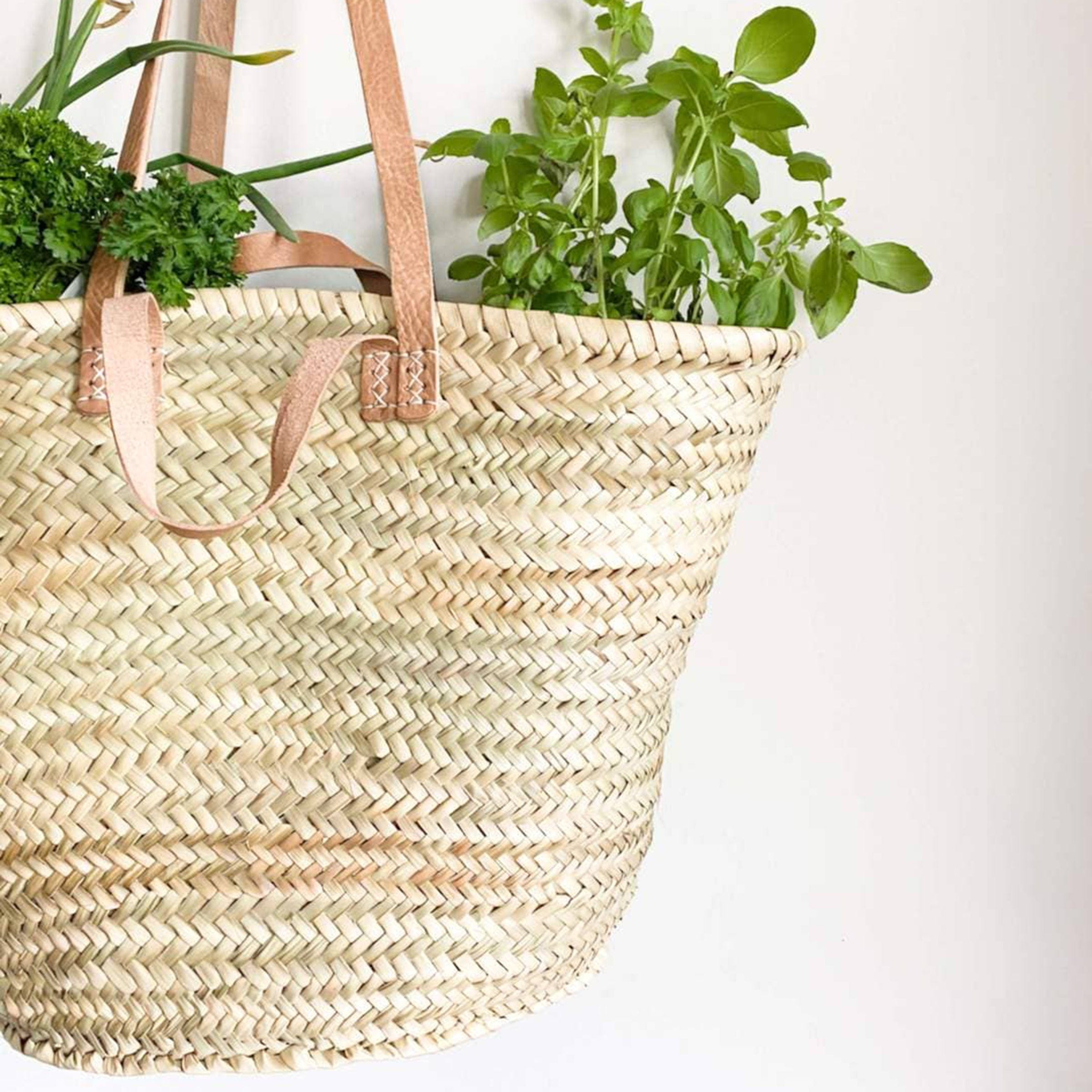 HandmadeBestSeller Handmade French Market Basket with Double Leather Handles