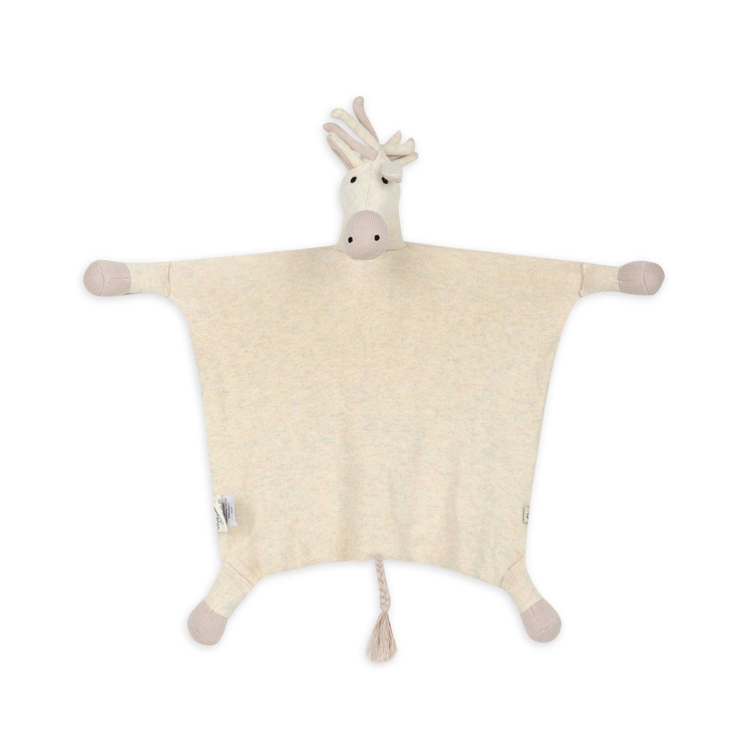 Viverano Organics Baby & Toddler Natural Heather Horse - Organic Baby Lovey Security Blanket Cuddle Cloth