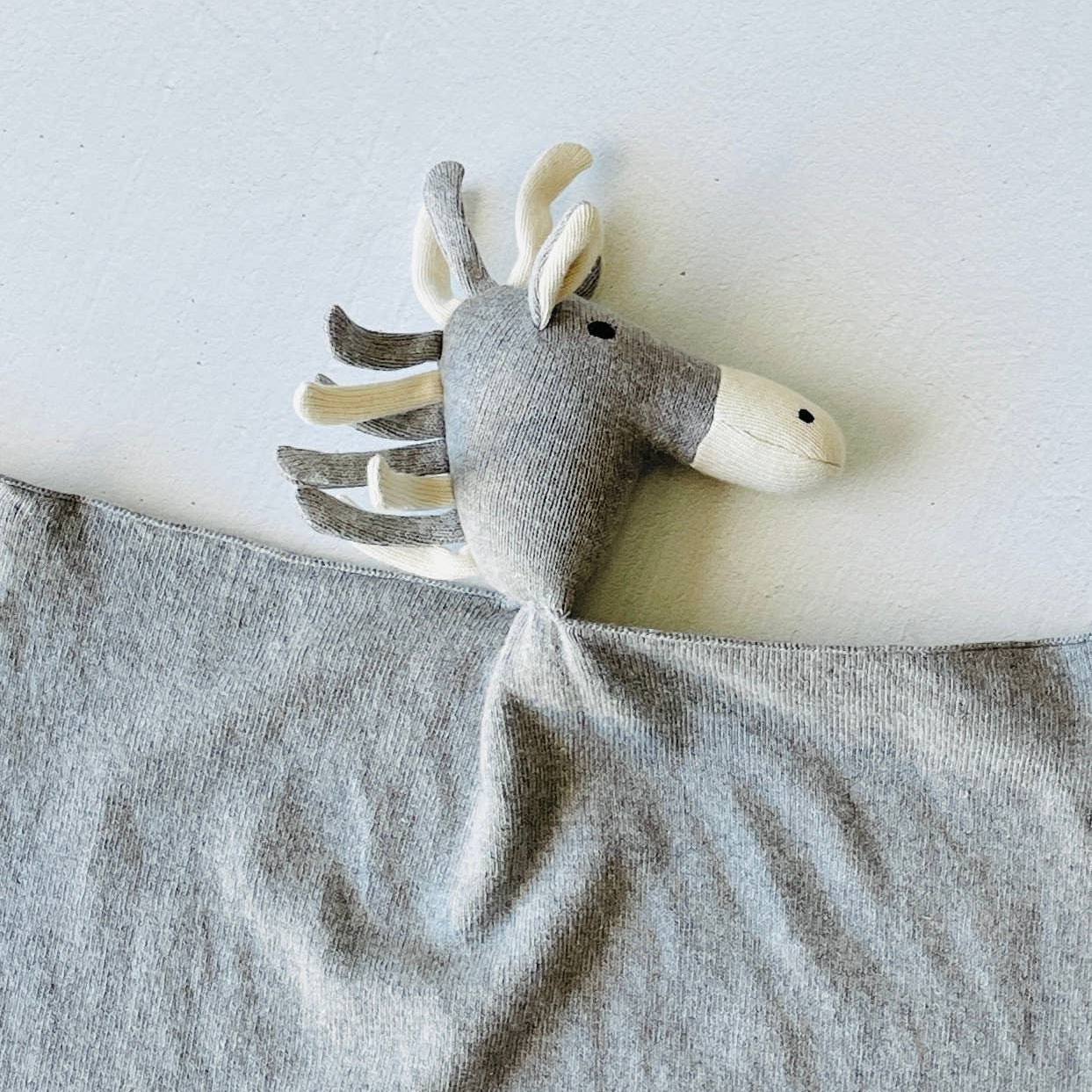 Viverano Organics Baby & Toddler Natural Heather Horse - Organic Baby Lovey Security Blanket Cuddle Cloth
