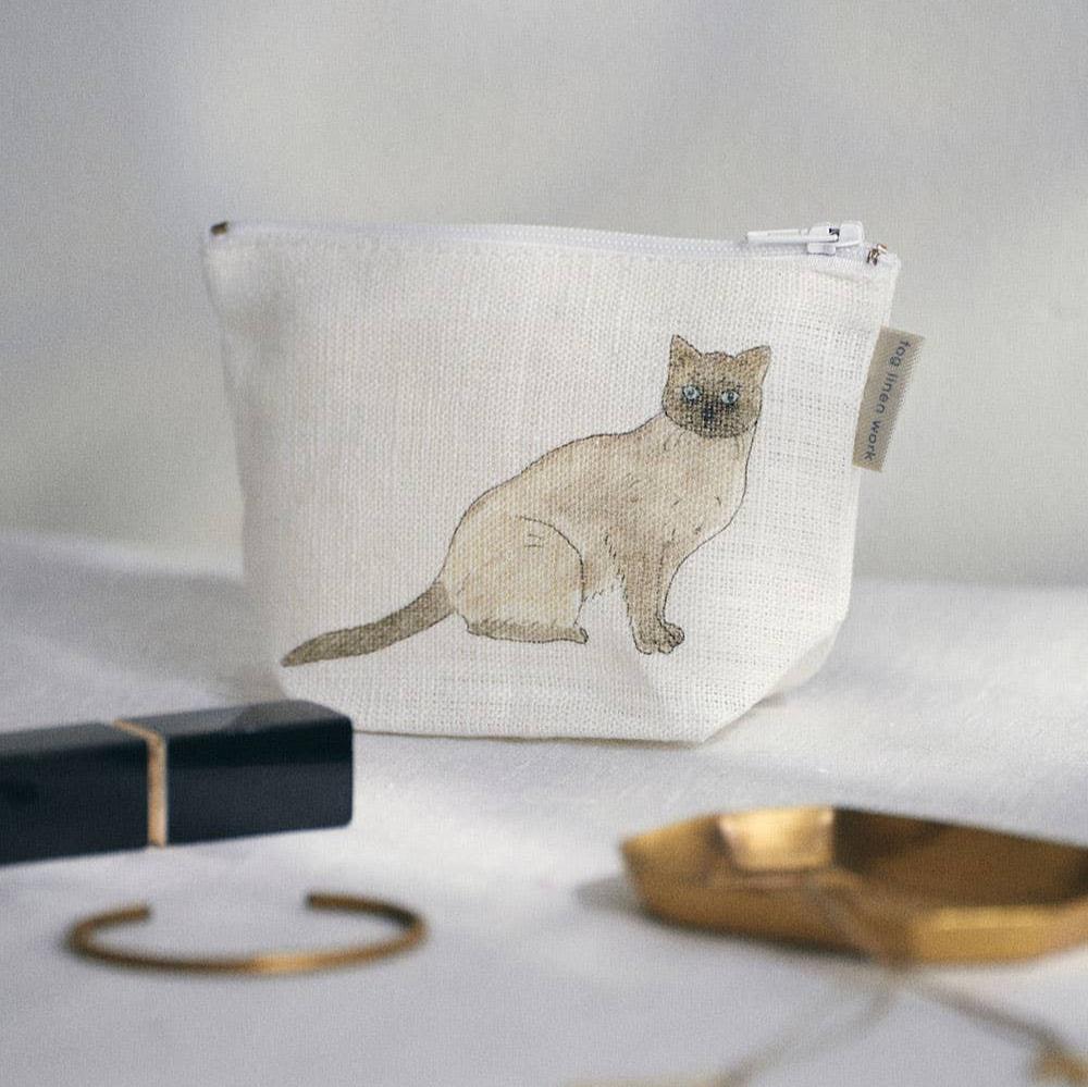 Fog Linen Work Bag Isabelle Boinot Pouch, "Two Cats"