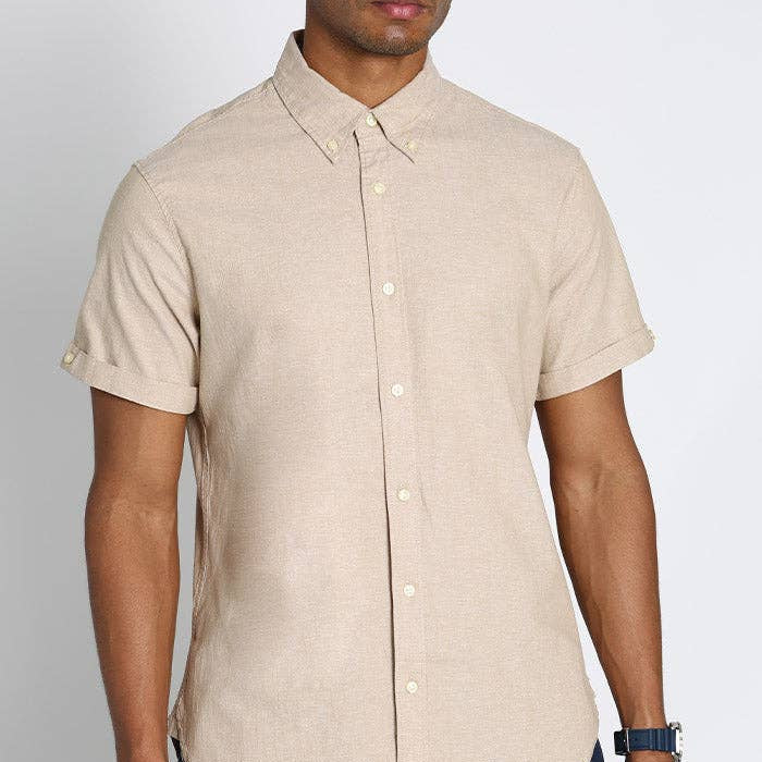 JACHS Clothing JACHS - Beige Noho Short Sleeve Chambray Shirt