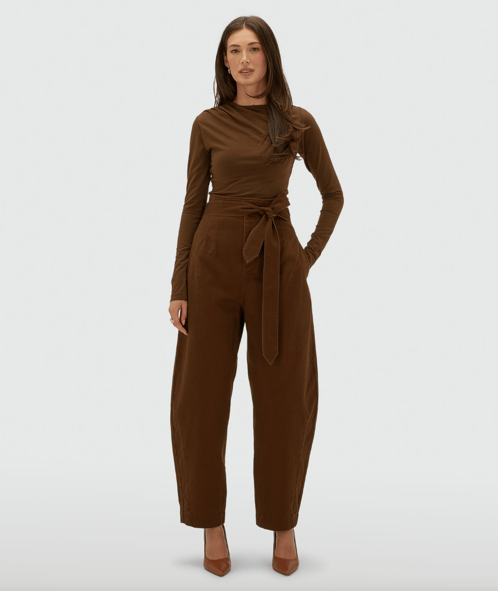 Josh V SHOP Kian High-Rise Balloon Fit Trousers, Brown