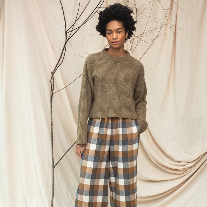 Beaumont Organic SHOP Leo Recycled Wool Jumper, Taupe Marl