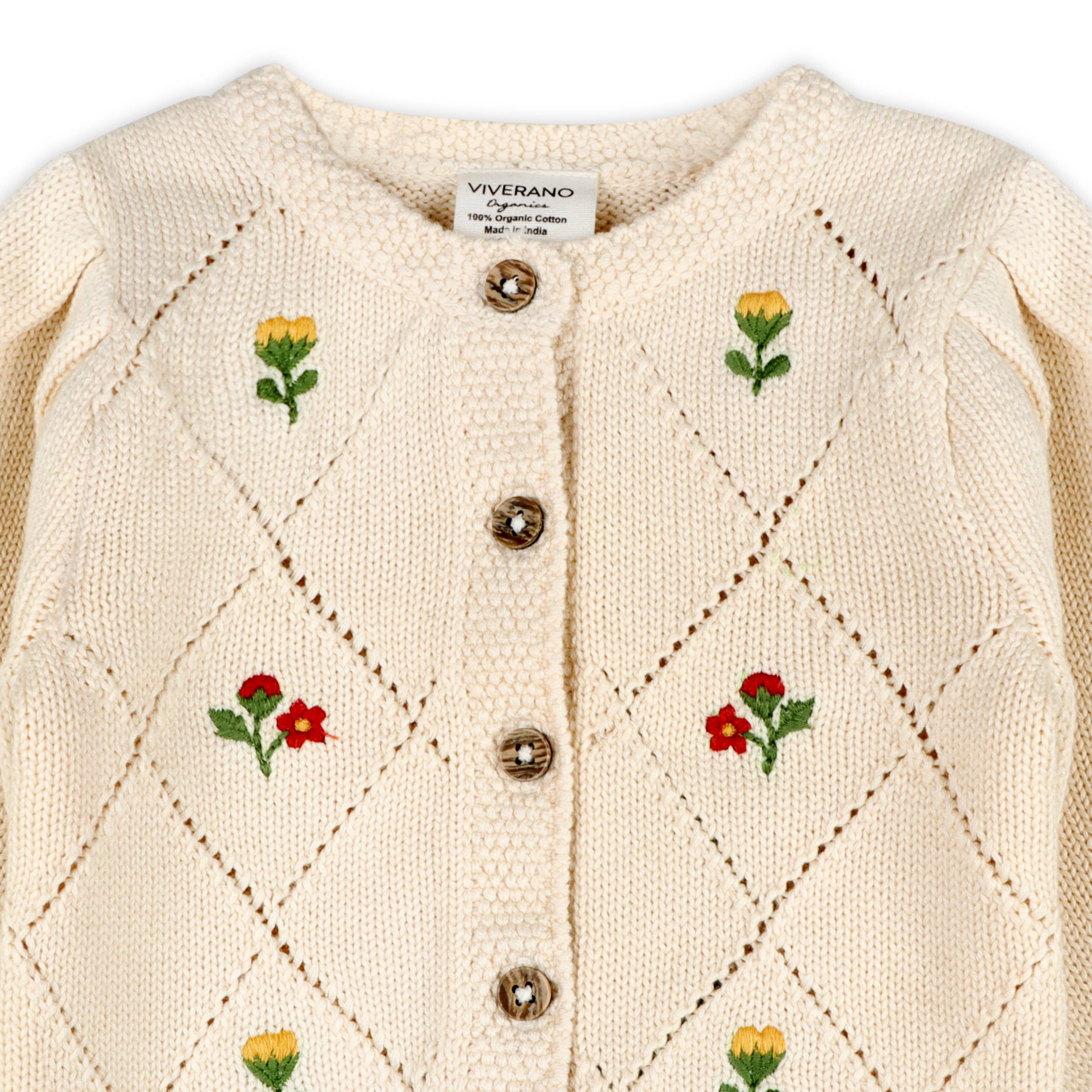 Viverano Organics SHOP Lisa Floral Baby Cardigan