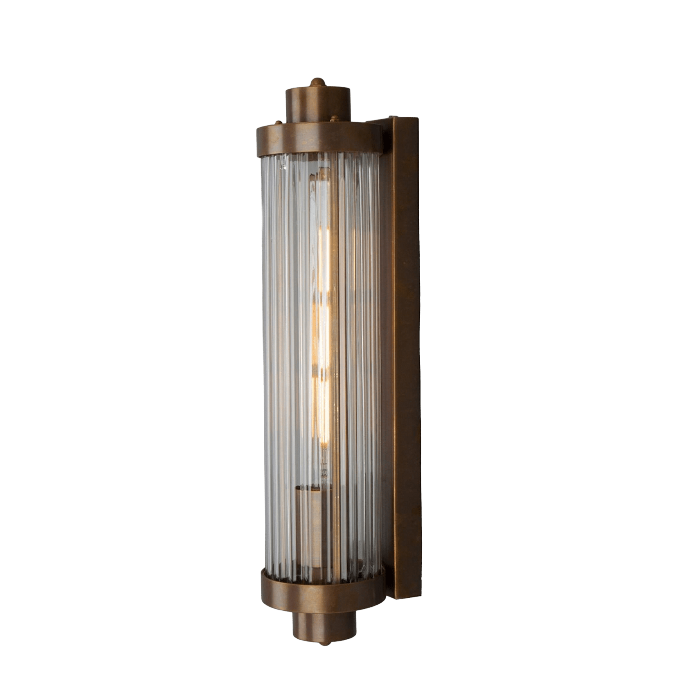 Mullan Lighting Lighting Antique Brass Louise Vintage Rippled Glass and Brass Bathroom Wall Sconce