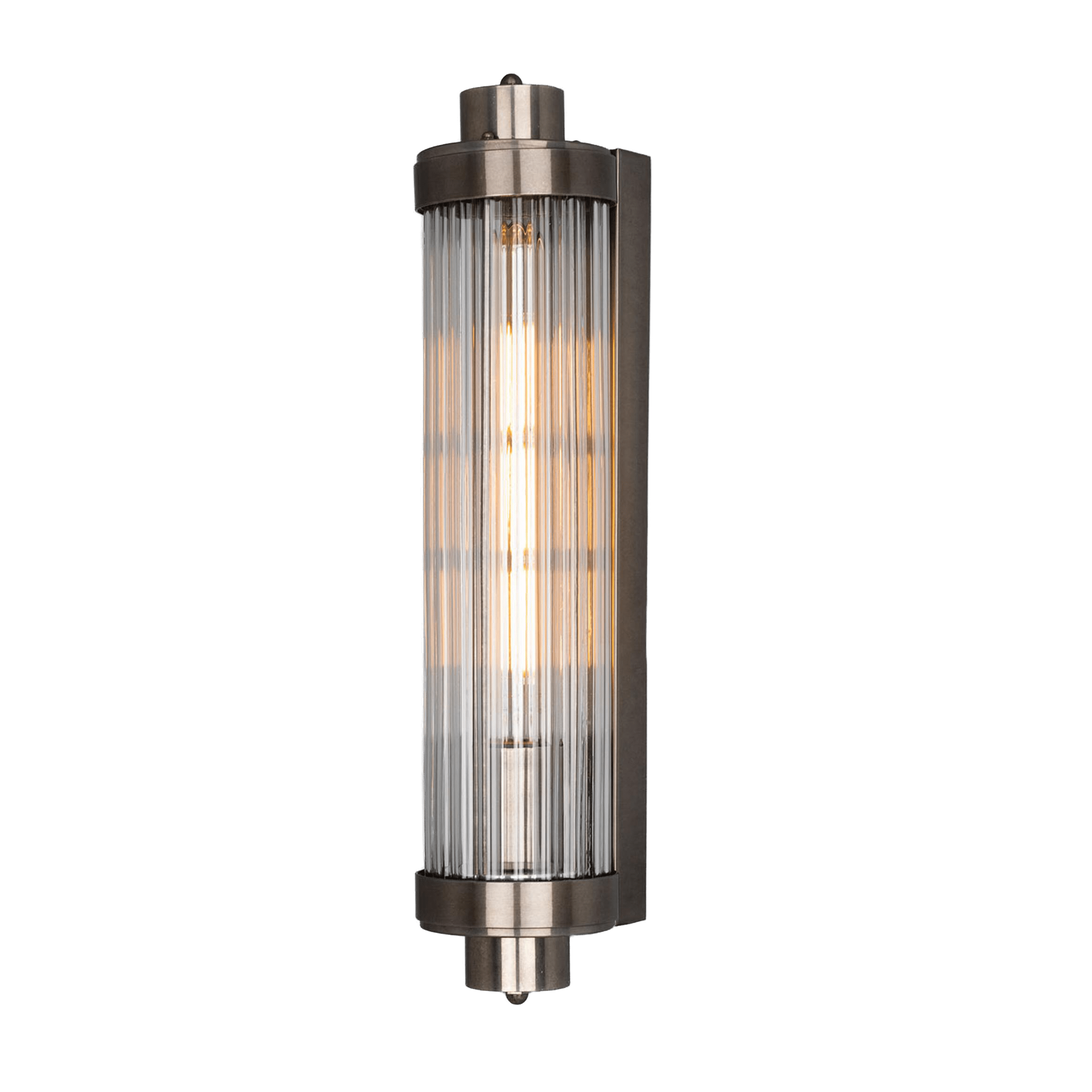 Mullan Lighting Lighting Antique Silver Louise Vintage Rippled Glass and Brass Bathroom Wall Sconce