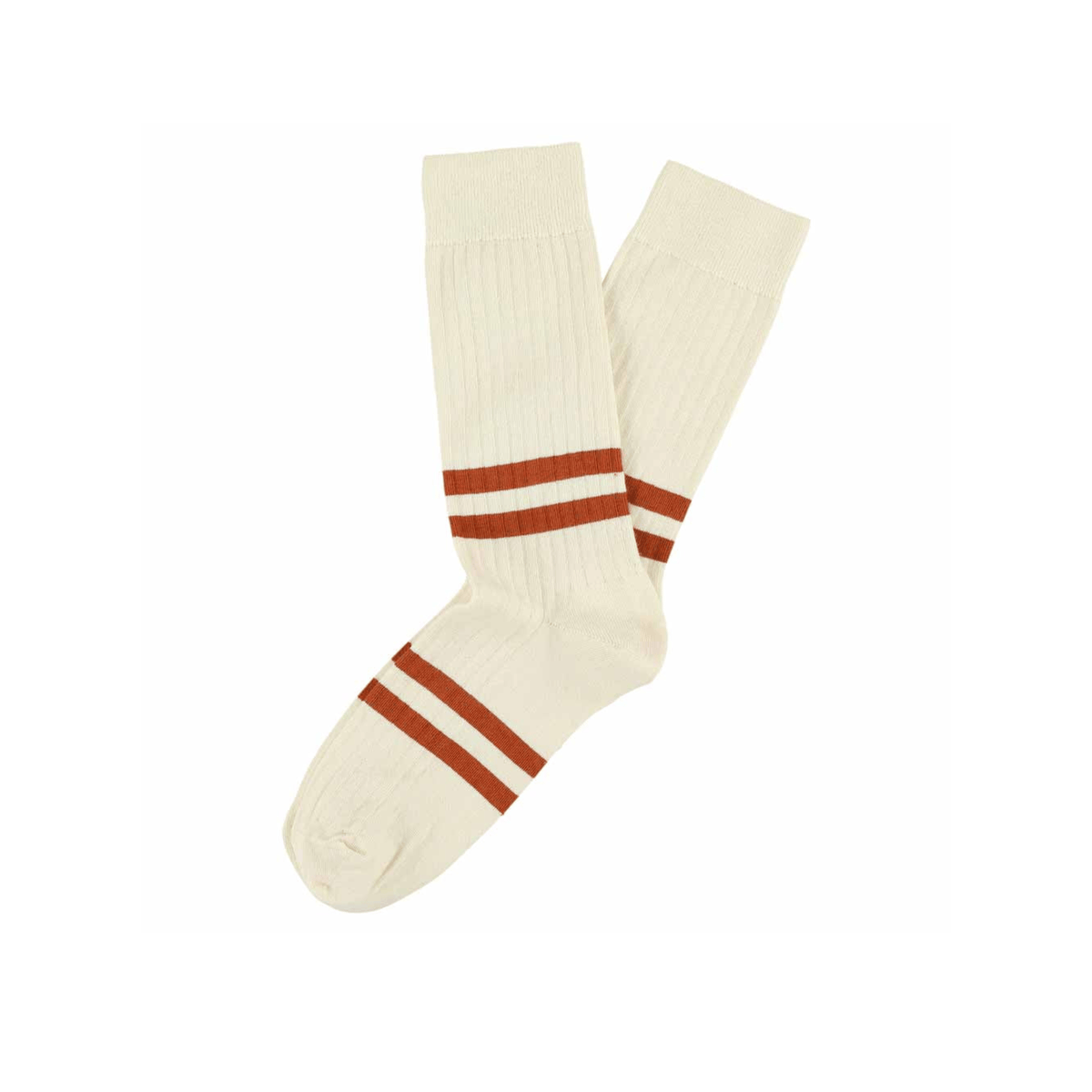 Escuyer SHOP Ecru / Brick Men's Stripe Socks