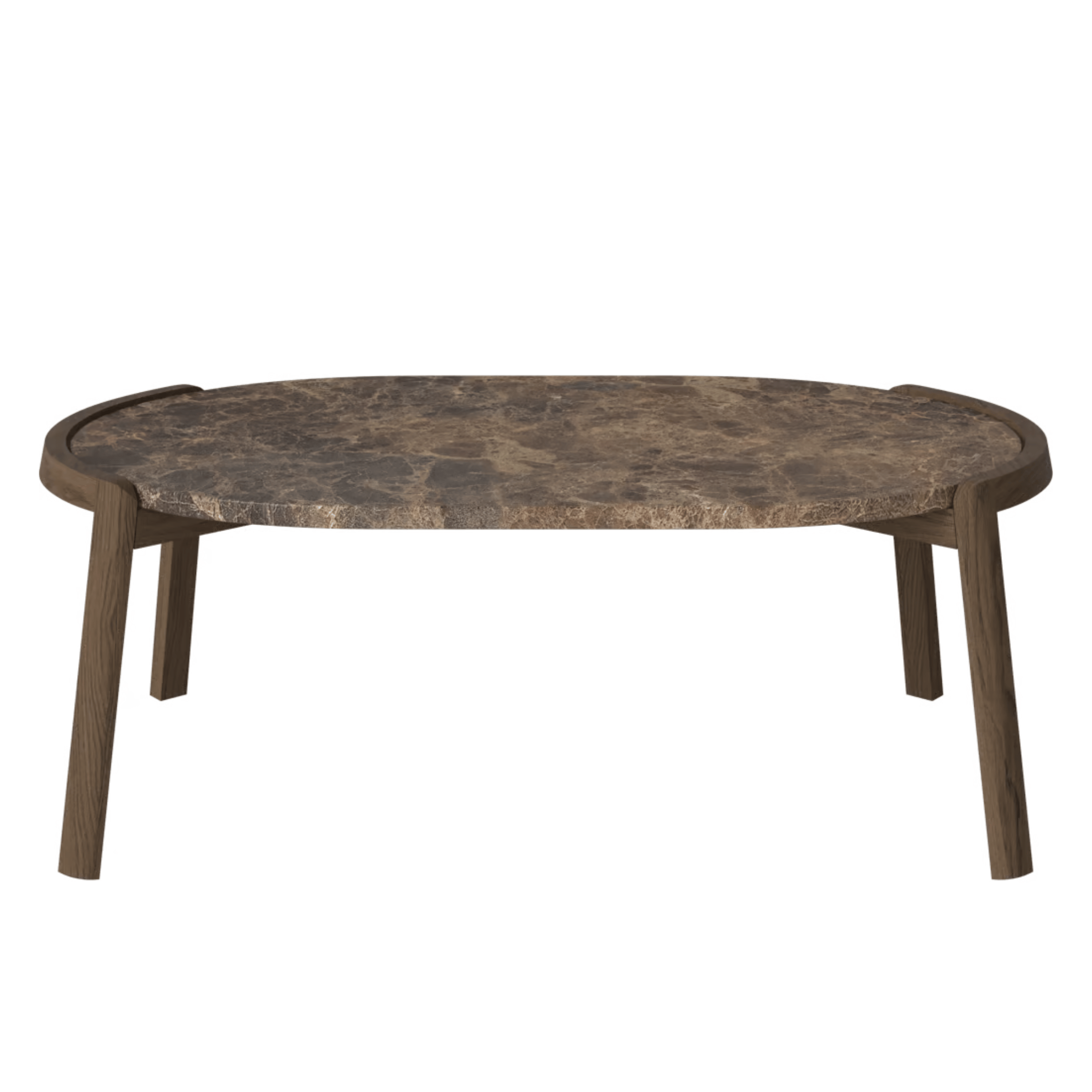 Bolia SHOP 35 cm / Brown Marble / Dark Oiled Oak Mix Coffee Table, 95 x 61 cm Oval