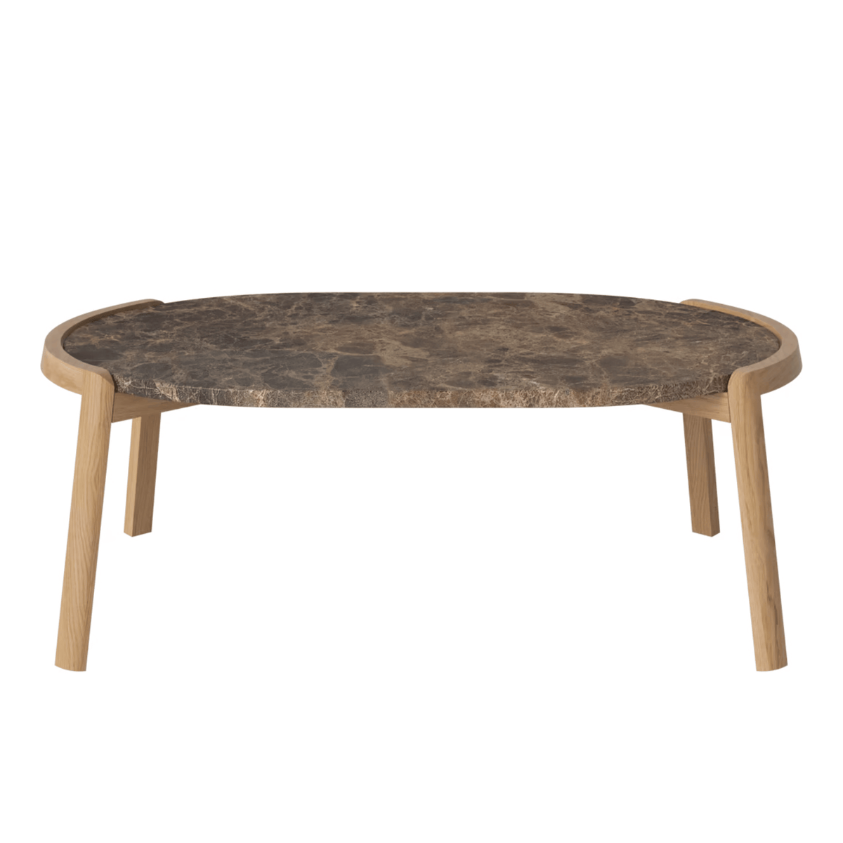 Bolia SHOP 35 cm / Brown Marble / Oiled Oak Mix Coffee Table, 95 x 61 cm Oval