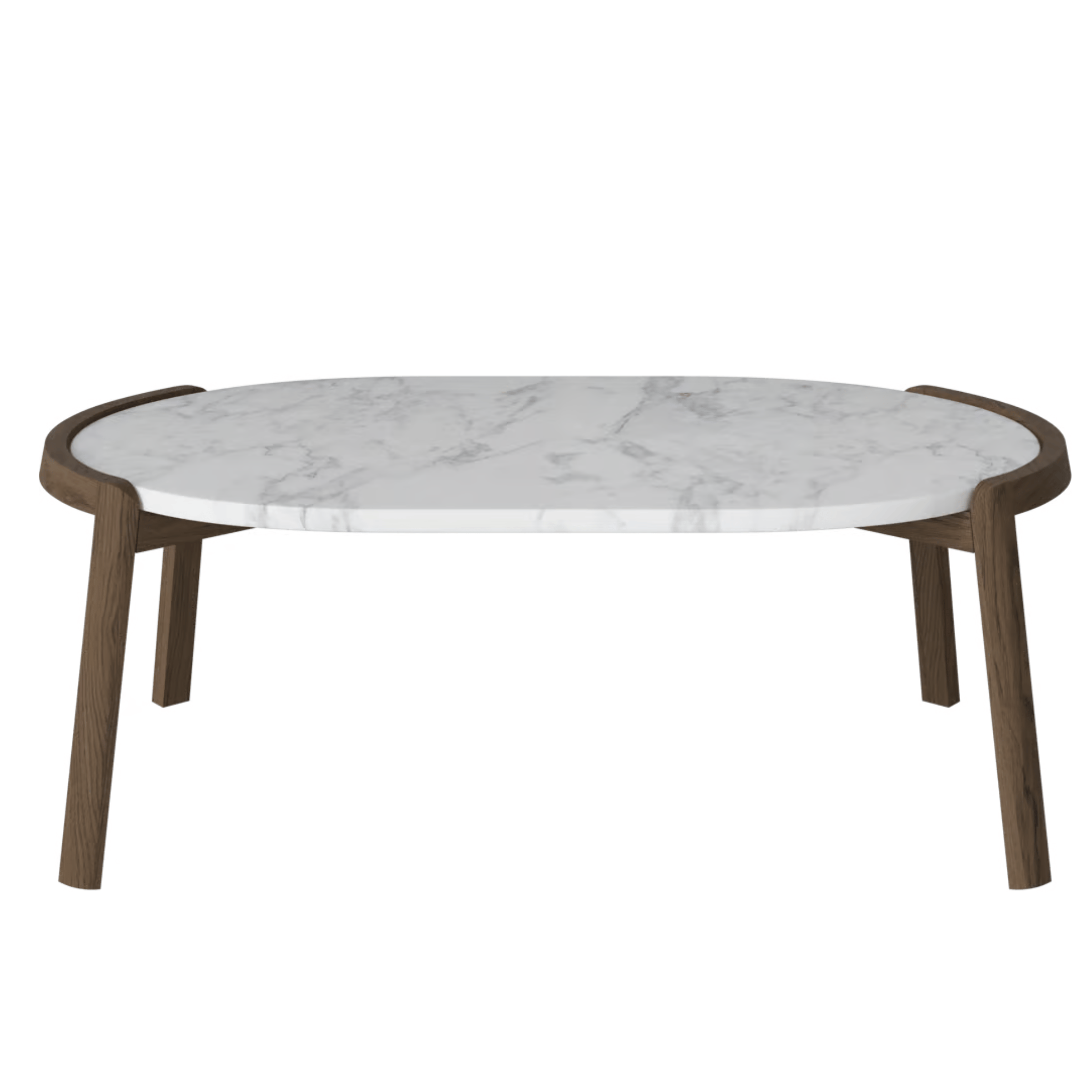 Bolia SHOP 35 cm / Grey/White Marble / Dark Oiled Oak Mix Coffee Table, 95 x 61 cm Oval