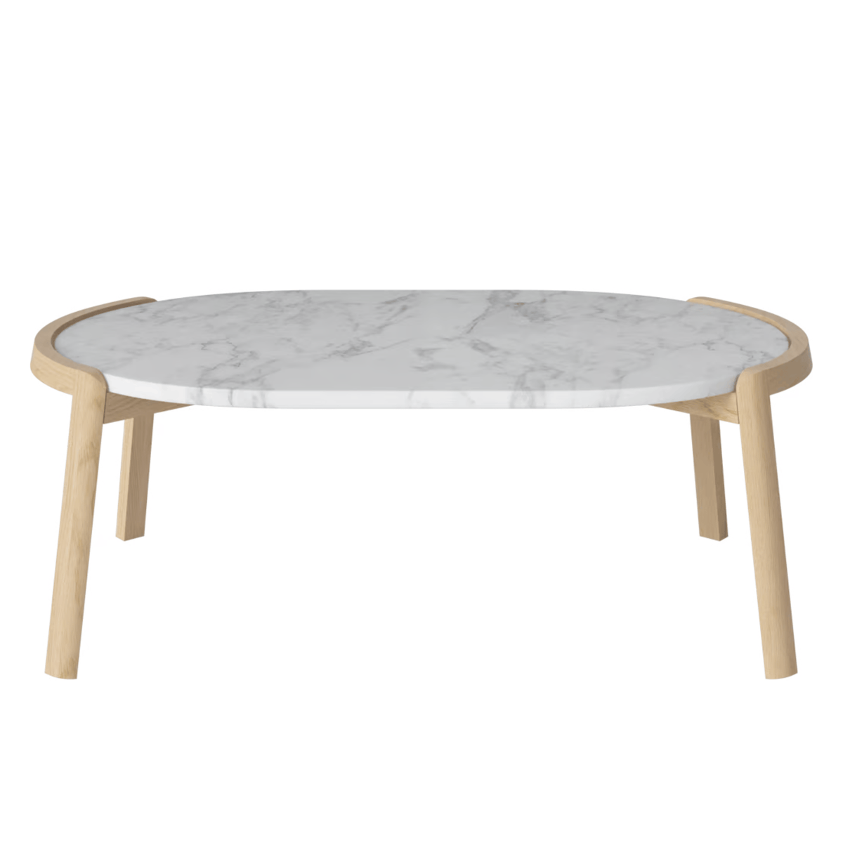 Bolia SHOP 35 cm / Grey/White Marble / White Pigmented Oiled Oak Mix Coffee Table, 95 x 61 cm Oval