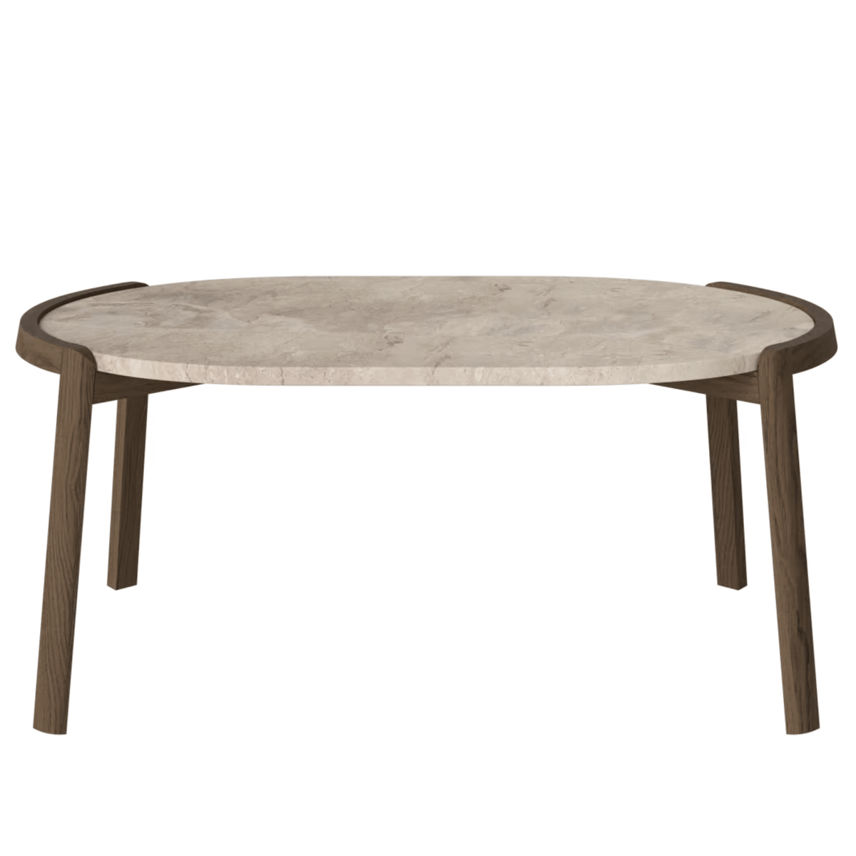 Bolia SHOP 42 cm / Beige Marble / Dark Oiled Oak Mix Coffee Table, 95 x 61 cm Oval