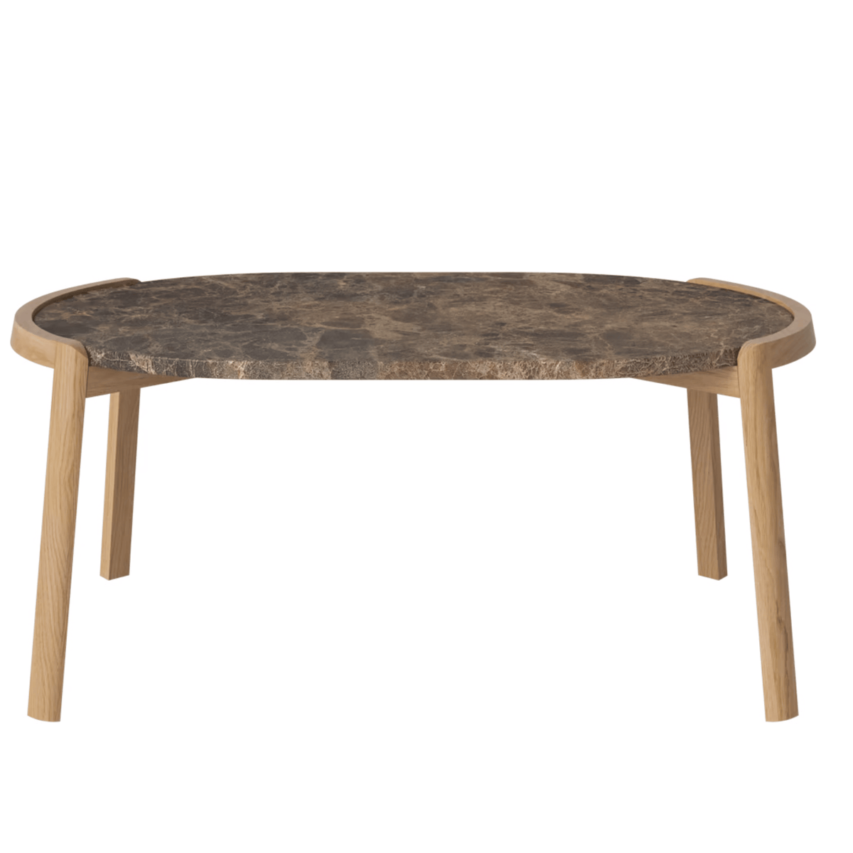 Bolia SHOP 42 cm / Brown Marble / Oiled Oak Mix Coffee Table, 95 x 61 cm Oval