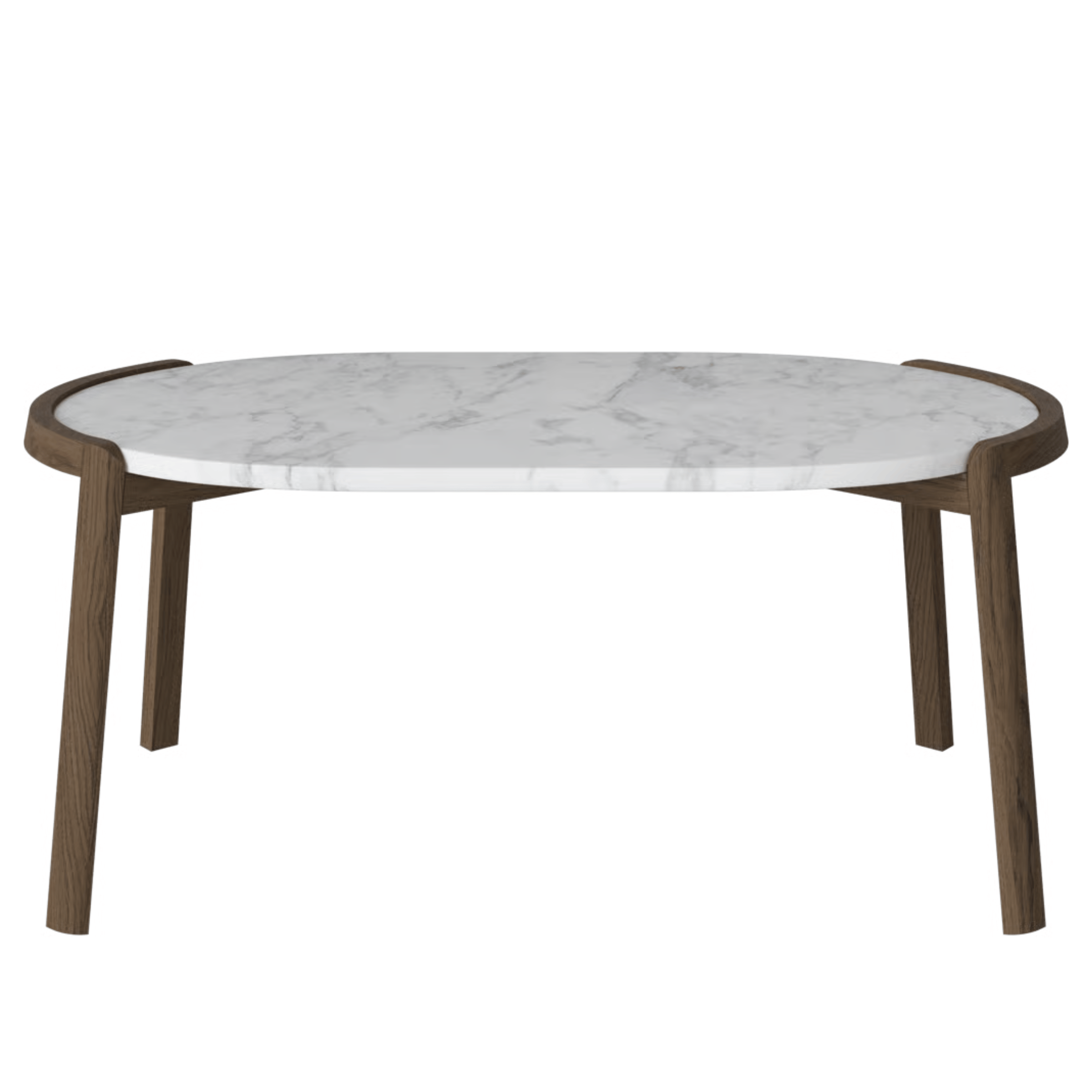 Bolia SHOP 42 cm / Grey/White Marble / Dark Oiled Oak Mix Coffee Table, 95 x 61 cm Oval