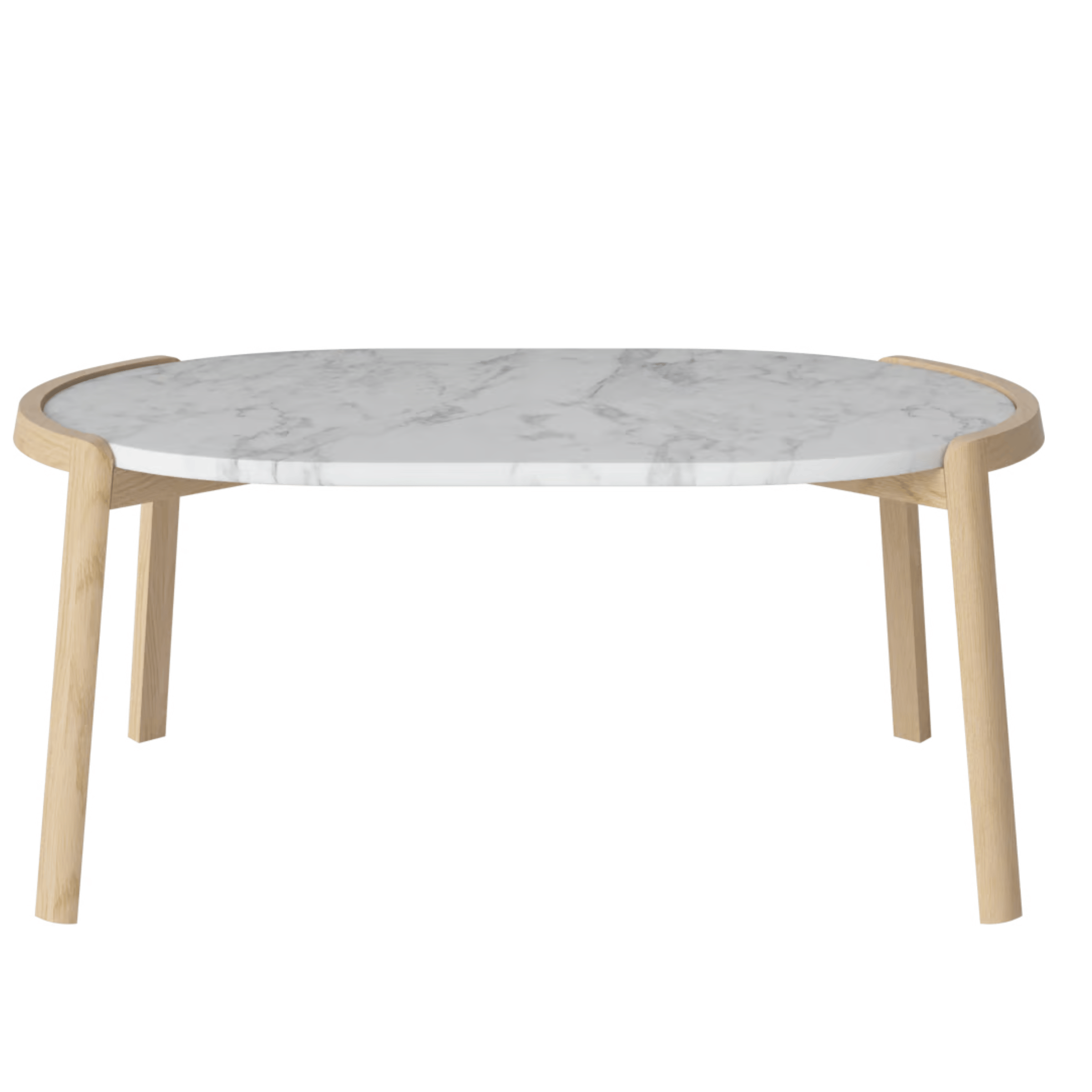 Bolia SHOP 42 cm / Grey/White Marble / White Pigmented Oiled Oak Mix Coffee Table, 95 x 61 cm Oval