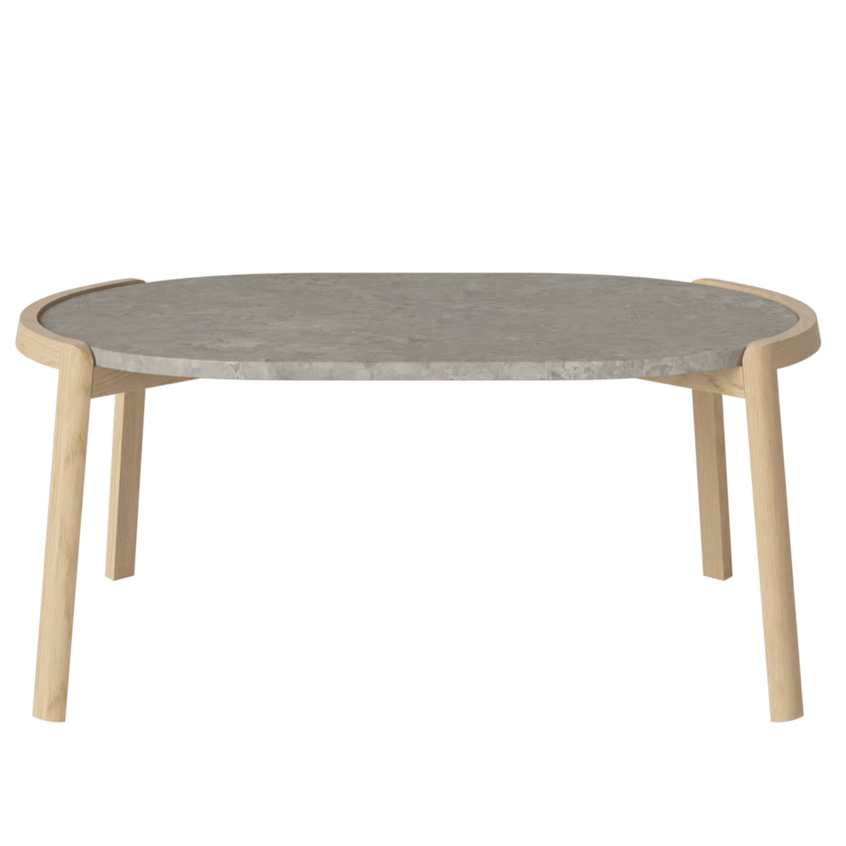 Bolia SHOP 42 cm / Grigio Bottarga Marble / White Pigmented Oiled Oak Mix Coffee Table, 95 x 61 cm Oval