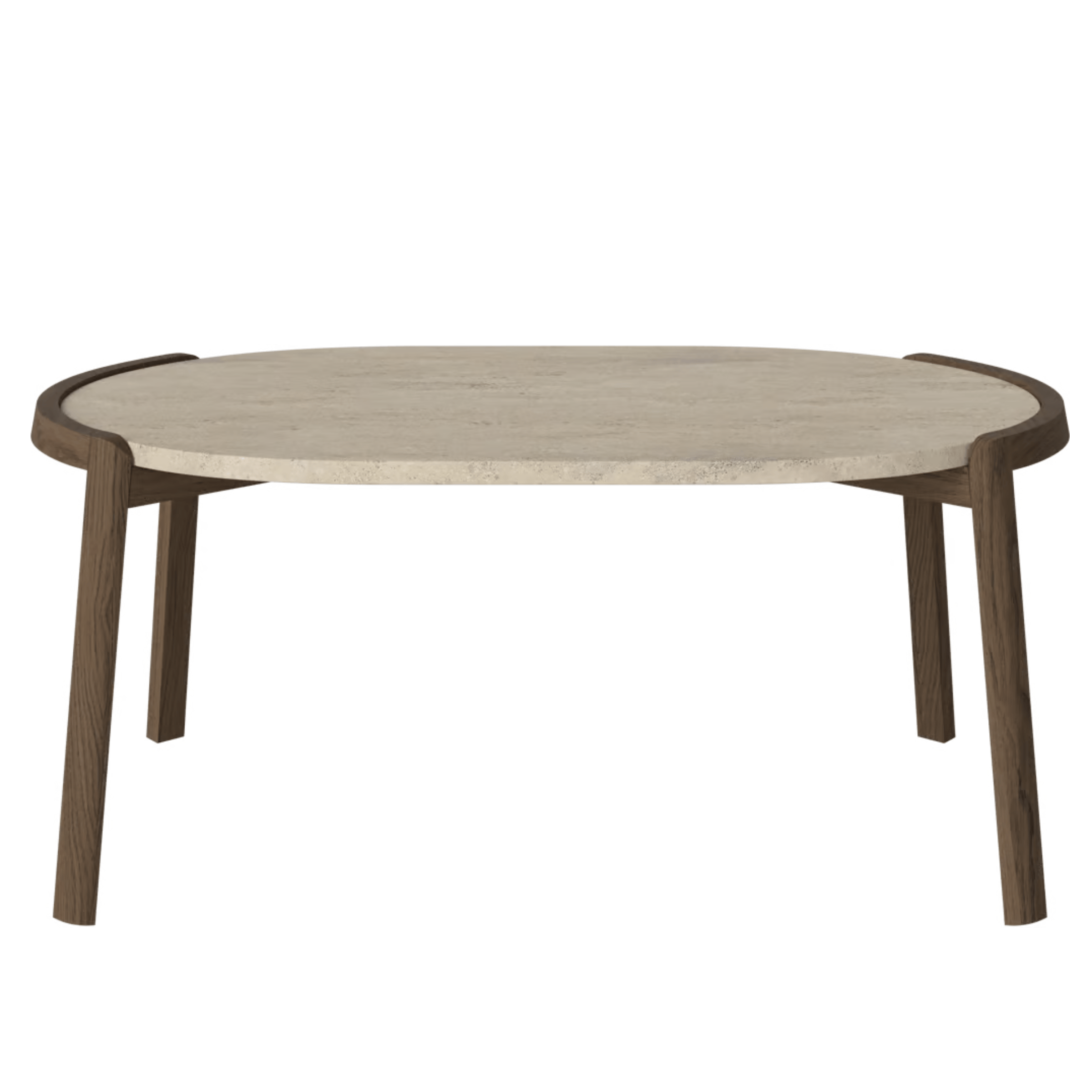 Bolia SHOP 42 cm / Sand Travertine / Dark Oiled Oak Mix Coffee Table, 95 x 61 cm Oval