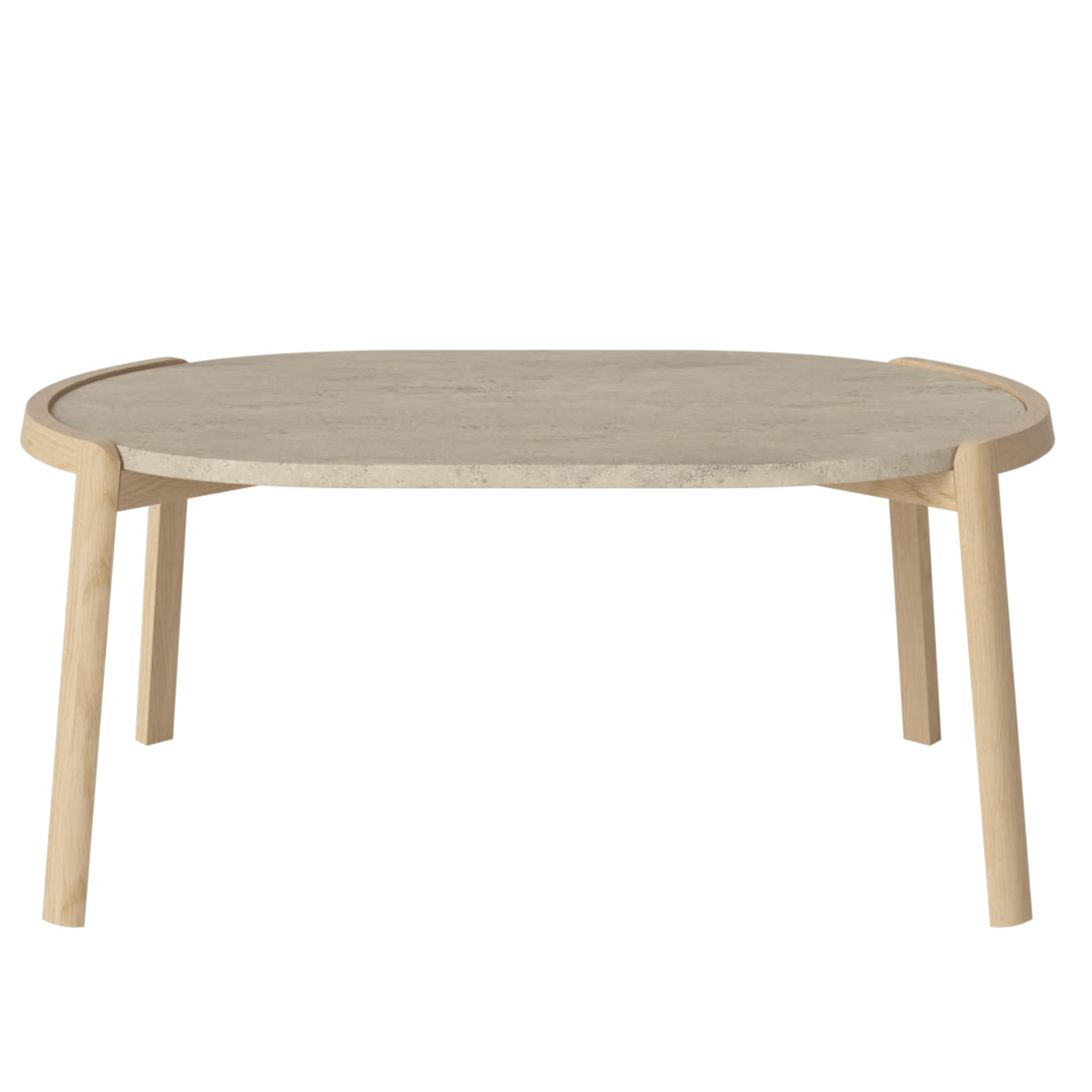 Bolia SHOP 42 cm / Sand Travertine / White Pigmented Oiled Oak Mix Coffee Table, 95 x 61 cm Oval