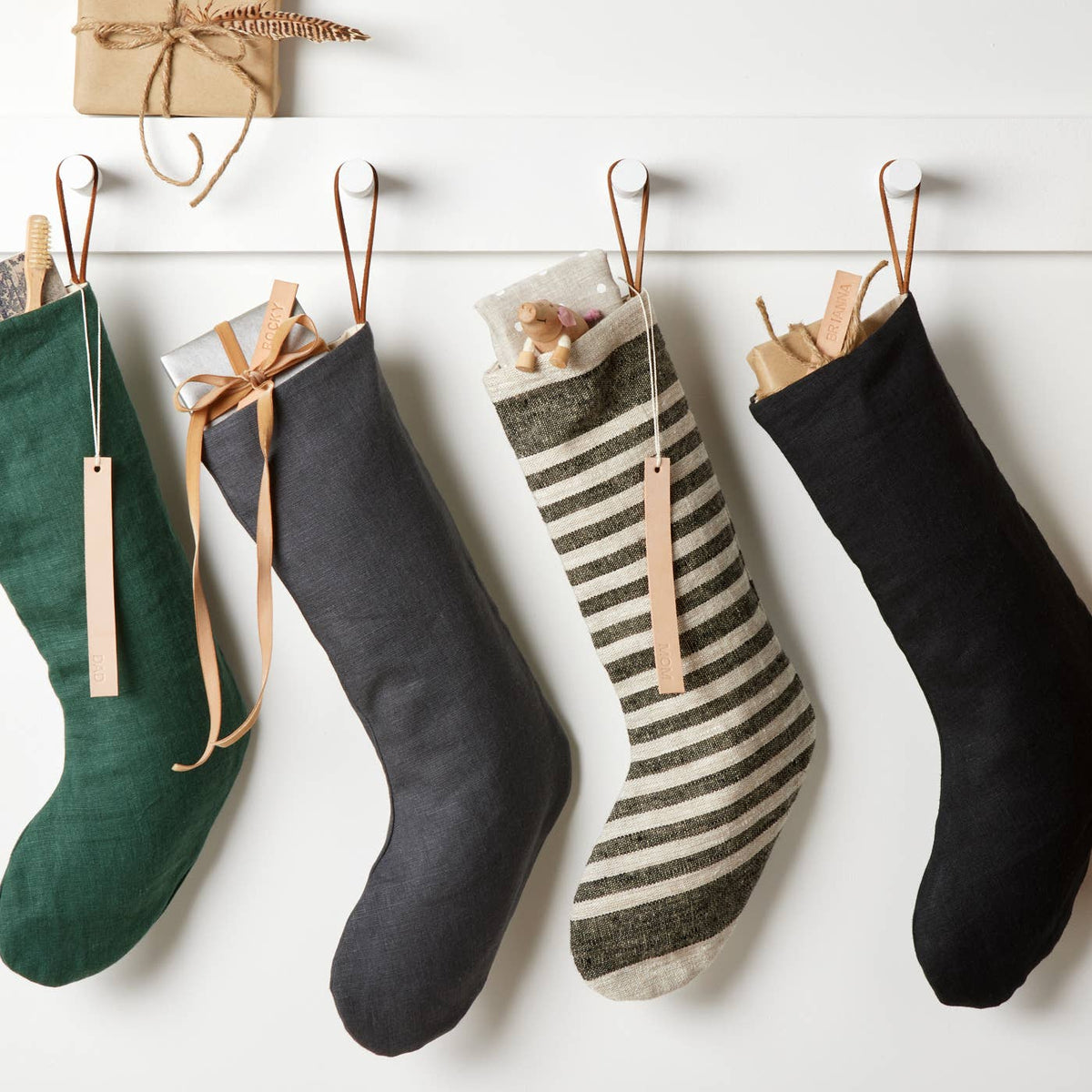 Celina Mancurti, LLC Holiday Monogrammed Leather Stocking Tags