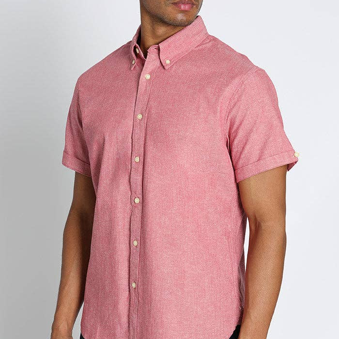 JACHS Clothing Red / Small Noho Short Sleeve Chambray Shirt