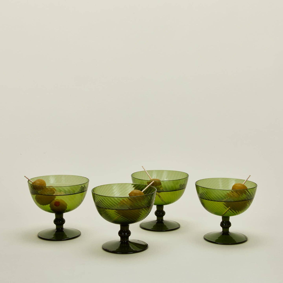 Hawkins New York SHOP Olive Optic Glass Coupes, Set of 4