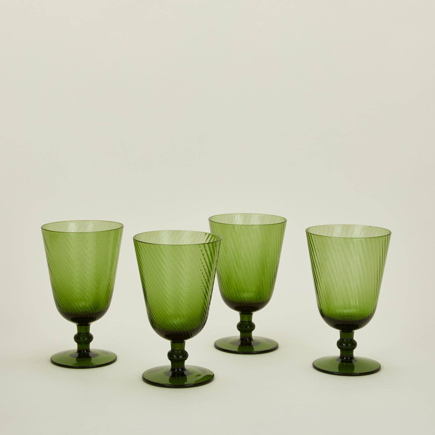Hawkins New York SHOP Olive Optic Glass Goblets, Set of 4