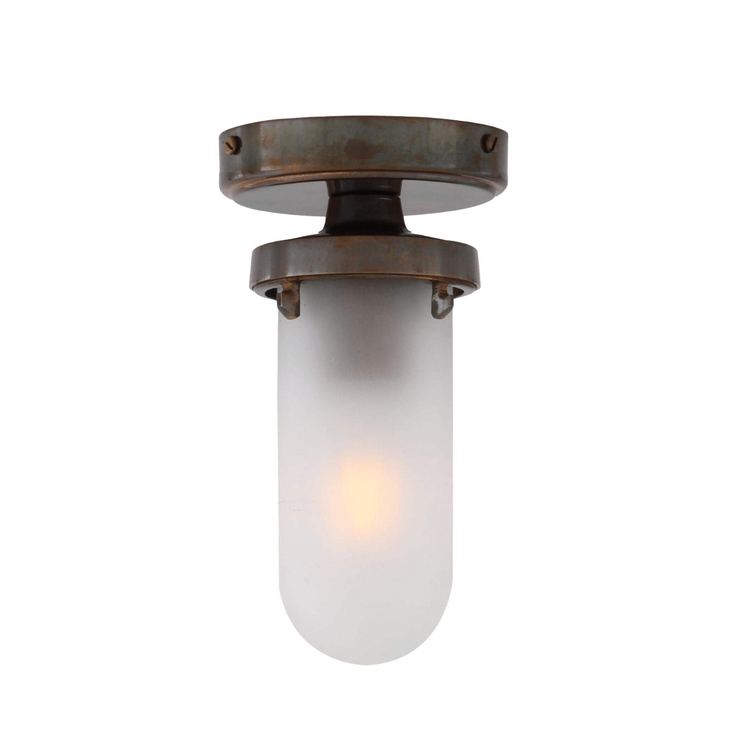 Mullan Lighting Lighting B / Antique Brass / Frosted Oregon Well Glass Flush Ceiling Light