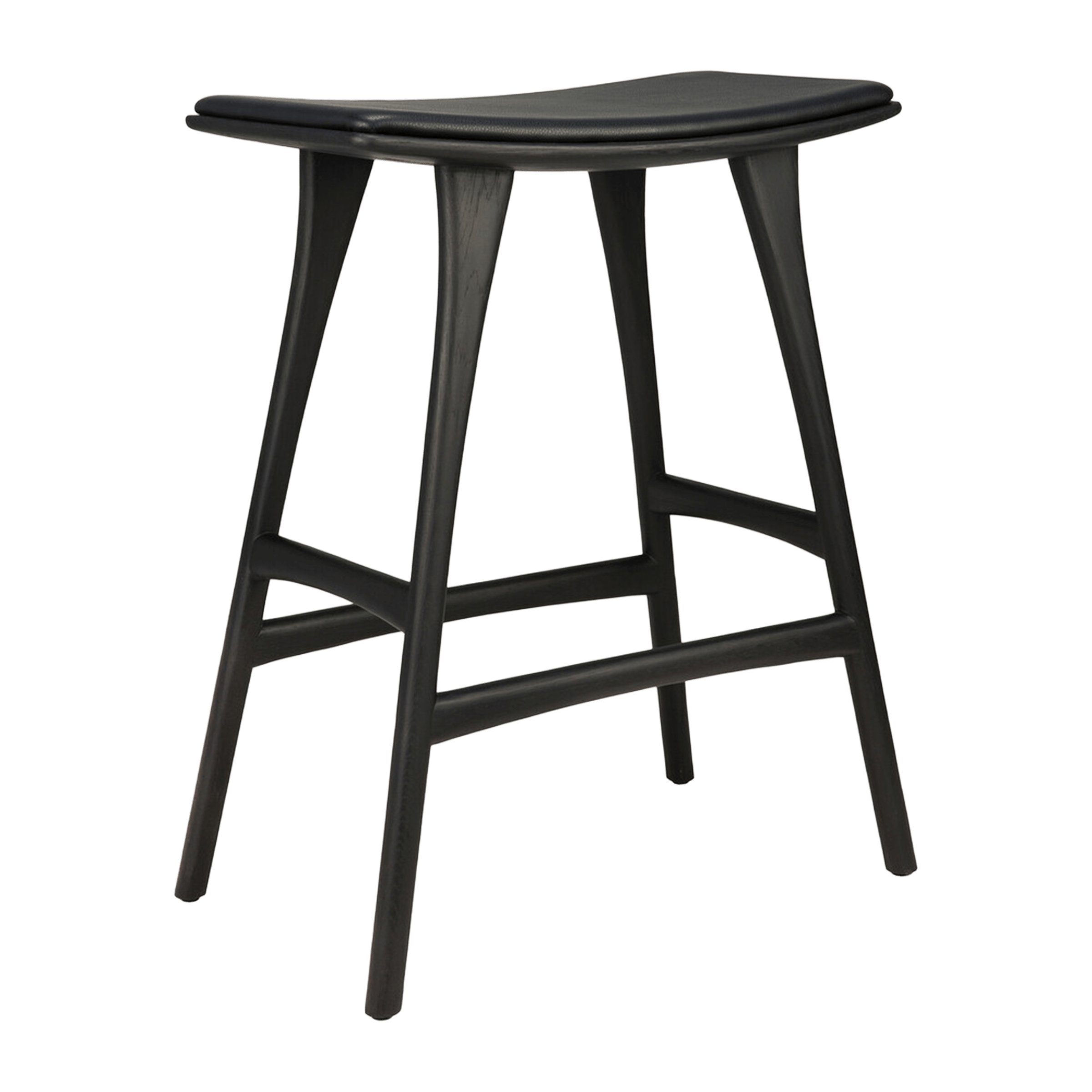 Ethnicraft Furniture Black Oak / Black Leather Osso Counter Stool