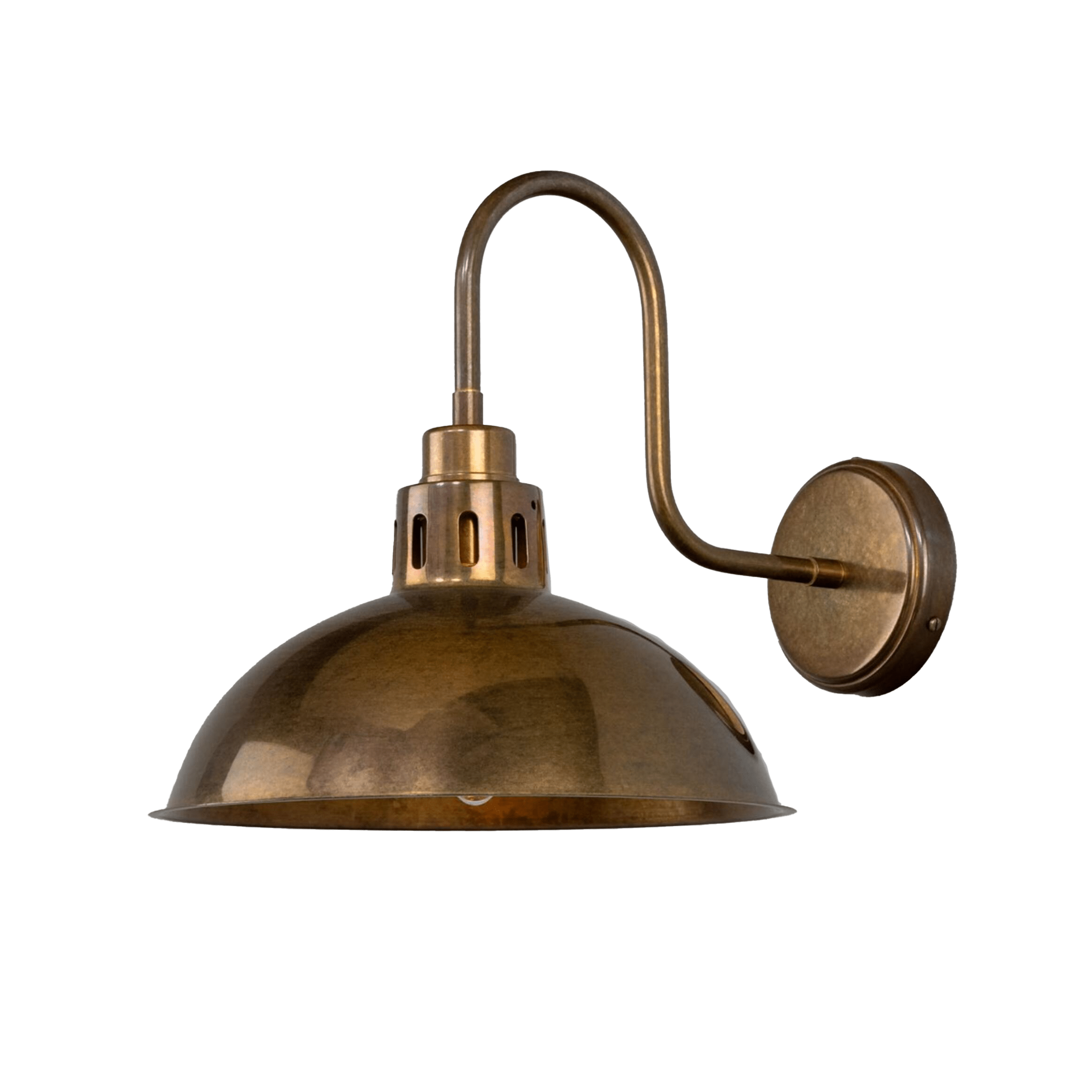 Mullan Lighting Lighting Antique Brass Paris Industrial Brass Swan Neck Wall Sconce
